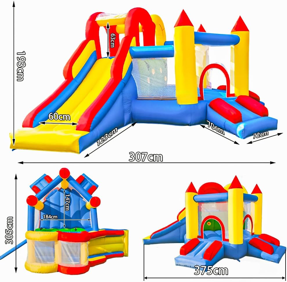 Thumbnail 1 de Ballsea Castello gonfiabile con scivolo – parco giochi gonfiabile per interni ed esterni (375x305x195 cm)