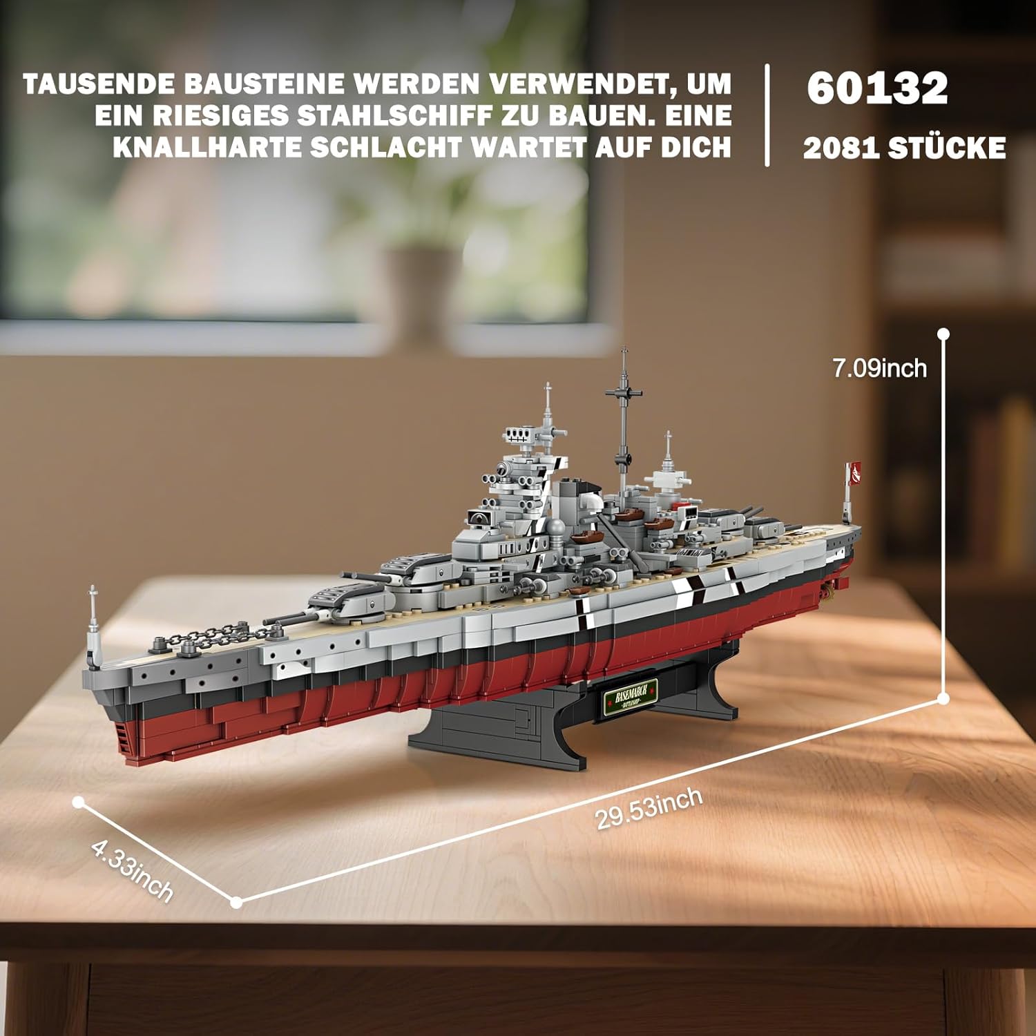 Thumbnail 4 de JMBricklayer 60132 Bismarck, set di costruzione nave da battaglia per adulti (2081 pezzi) con base espositiva