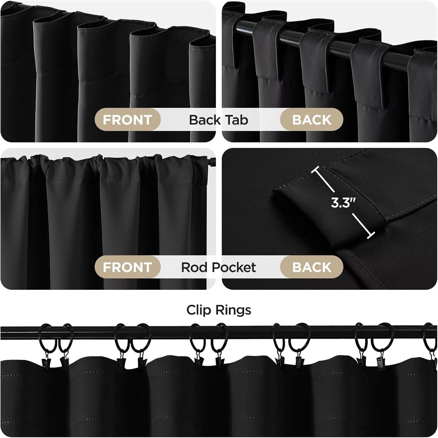 Detalle 2 de Joydeco 96-inch Blackout Curtains — 2 Panels 🪟