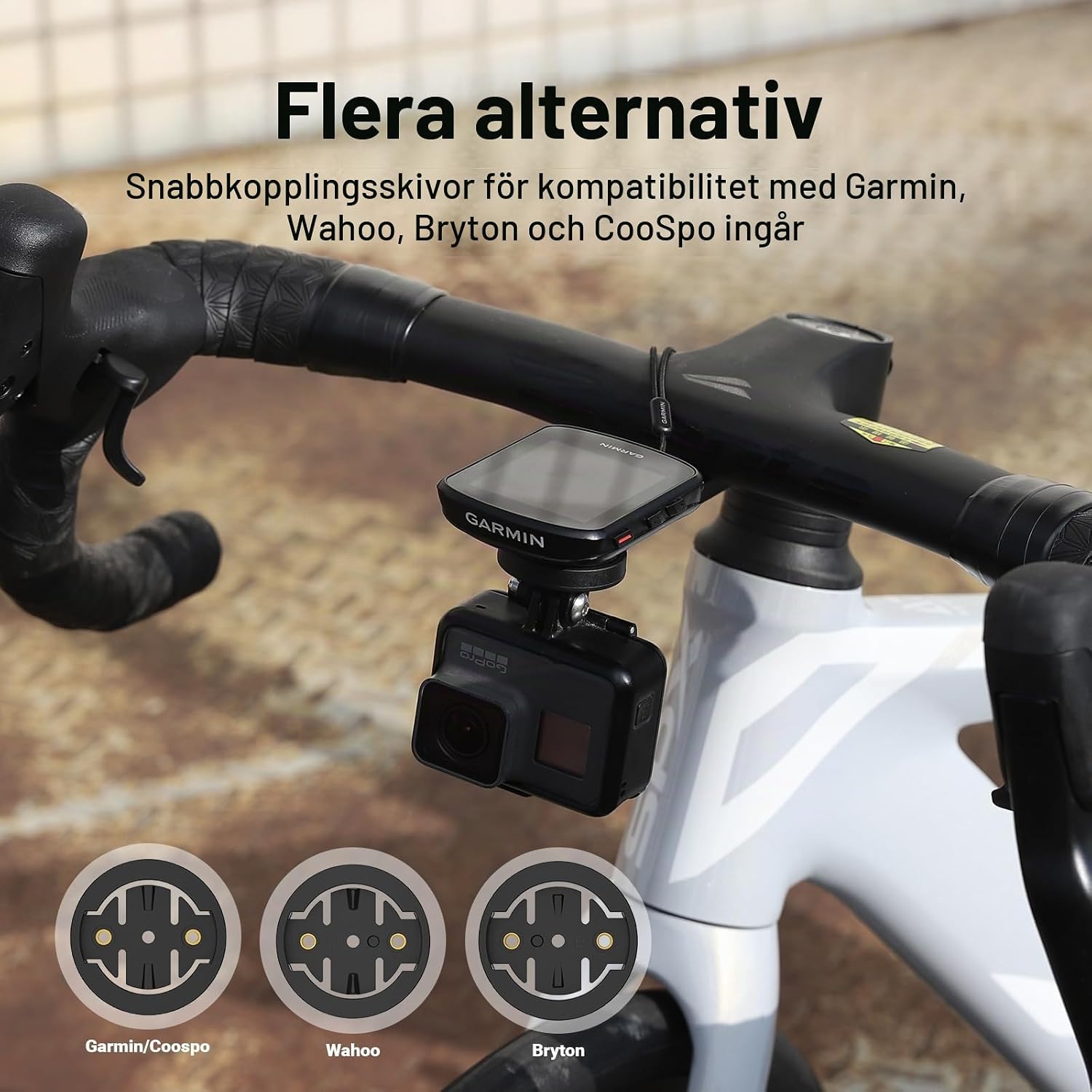 Detalle de CooSpo MT6S cykeldatorfäste för styre, 28 g och GoPro-kompatibilitet