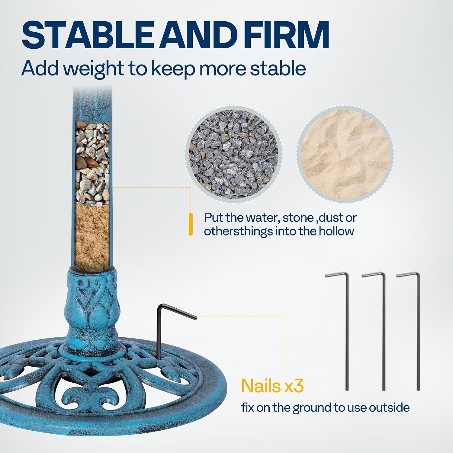 Detalle de VIVOHOME Bird Bath Feeder for Garden (71cm) with Solar-Powered Water Fountain