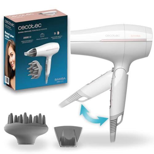 Detalle de Cecotec Asciugacapelli da Viaggio Pieghevole IoniCare Power&Go Heaven – 2000W, con Anello, Diffusore e Concentratore