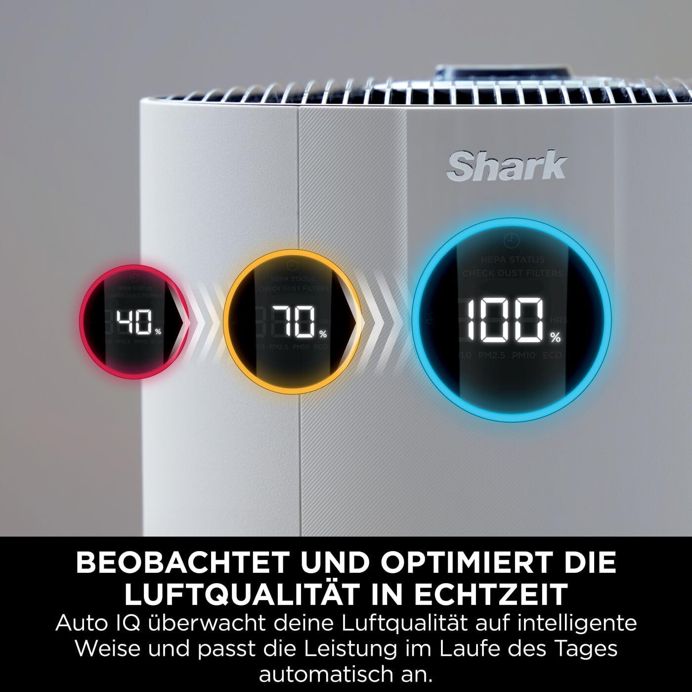 Detalle de Shark NeverChange Luftreiniger HP300EU – bis zu 5 Jahre HEPA-Filter, Auto-Modus für Räume bis 130 m²