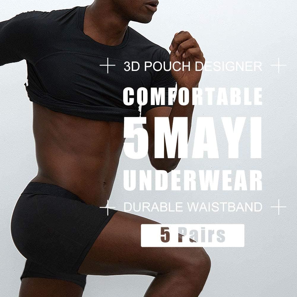 Thumbnail 1 de 5Mayi Men's Cotton Boxer Briefs — 5-Pack, 3D Pouch, Open Fly, Regular Long