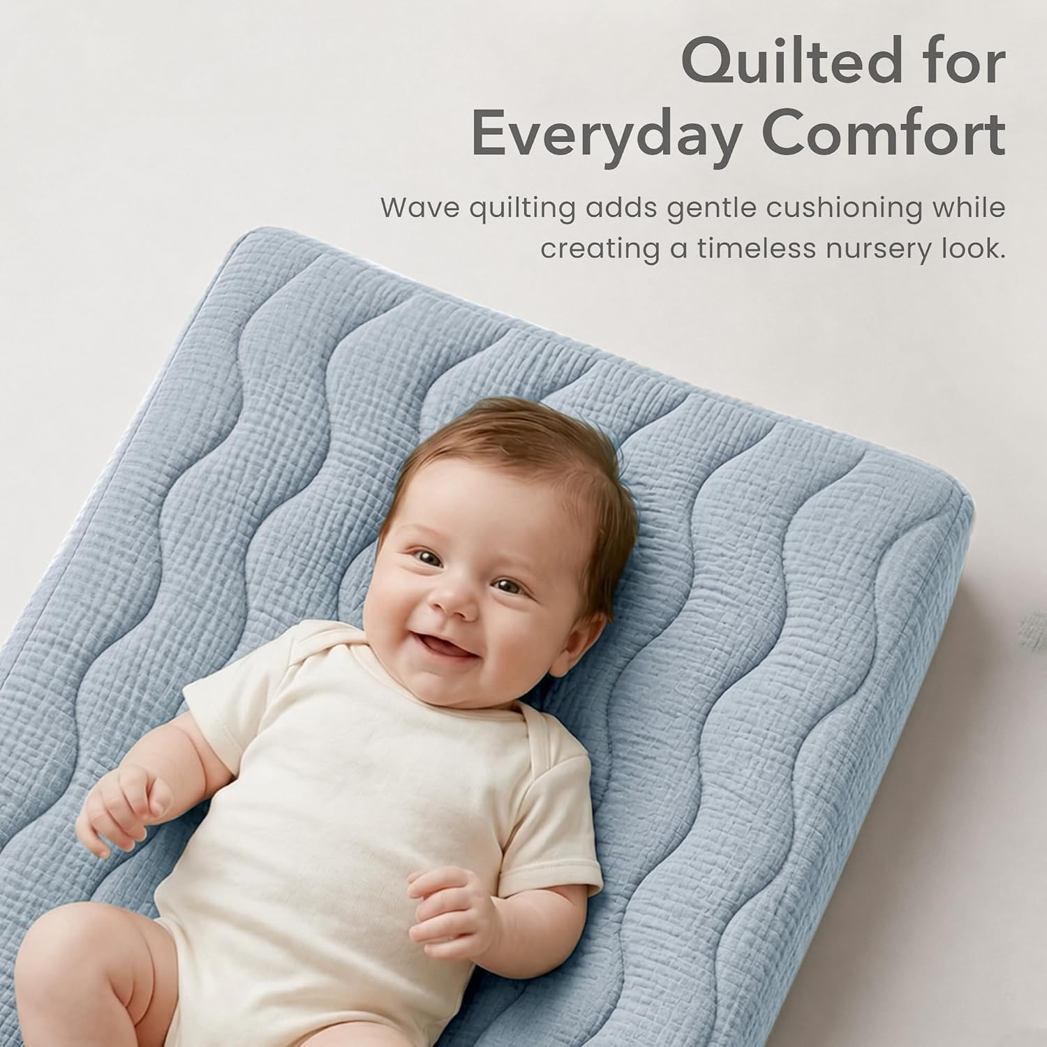 Detalle 2 de Konssy Quilted Muslin Changing Pad Cover 32 x 16 Inches