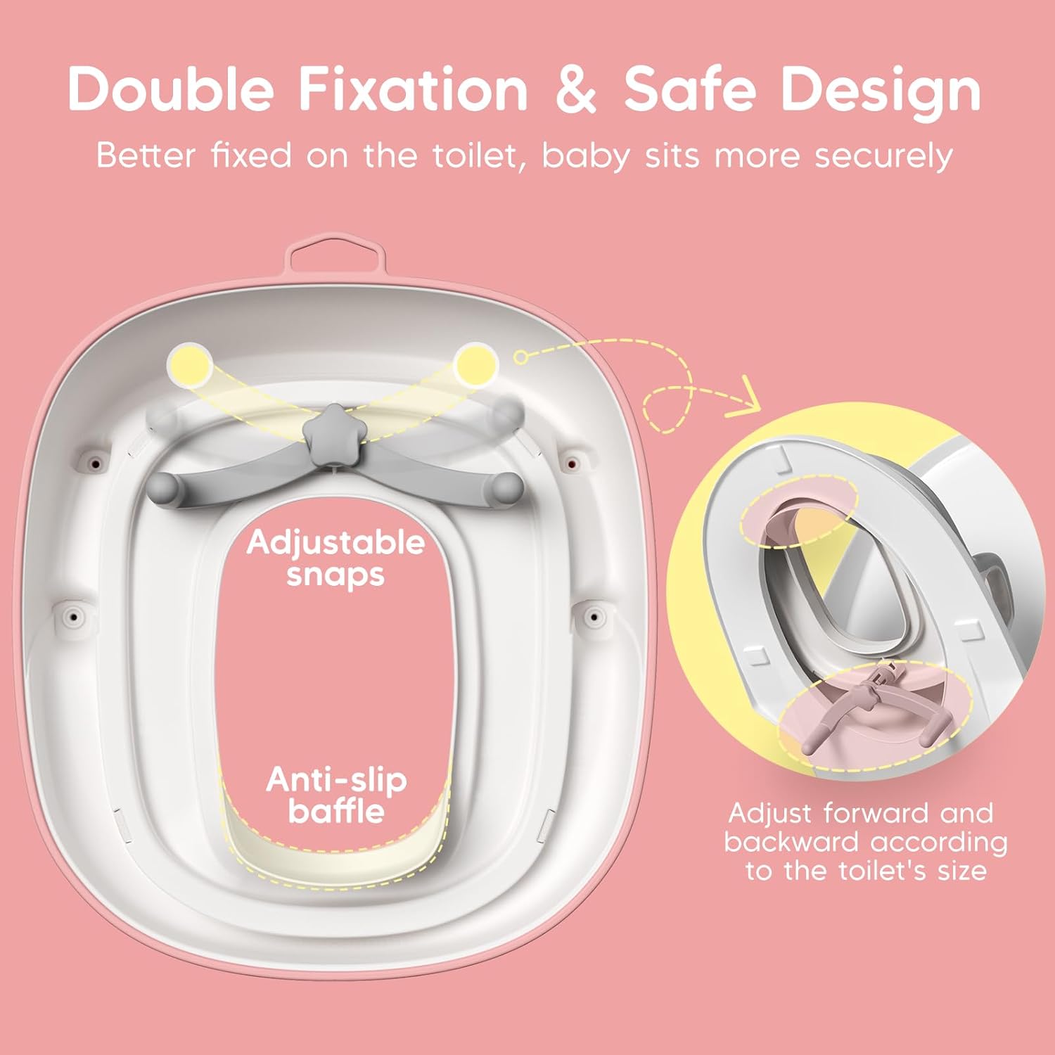 Thumbnail 6 de Maliton Toddler Toilet Seat with 2 Step Stool (Pink) – Anti-Slip, Handles & Splash Guard for 1–8 Years