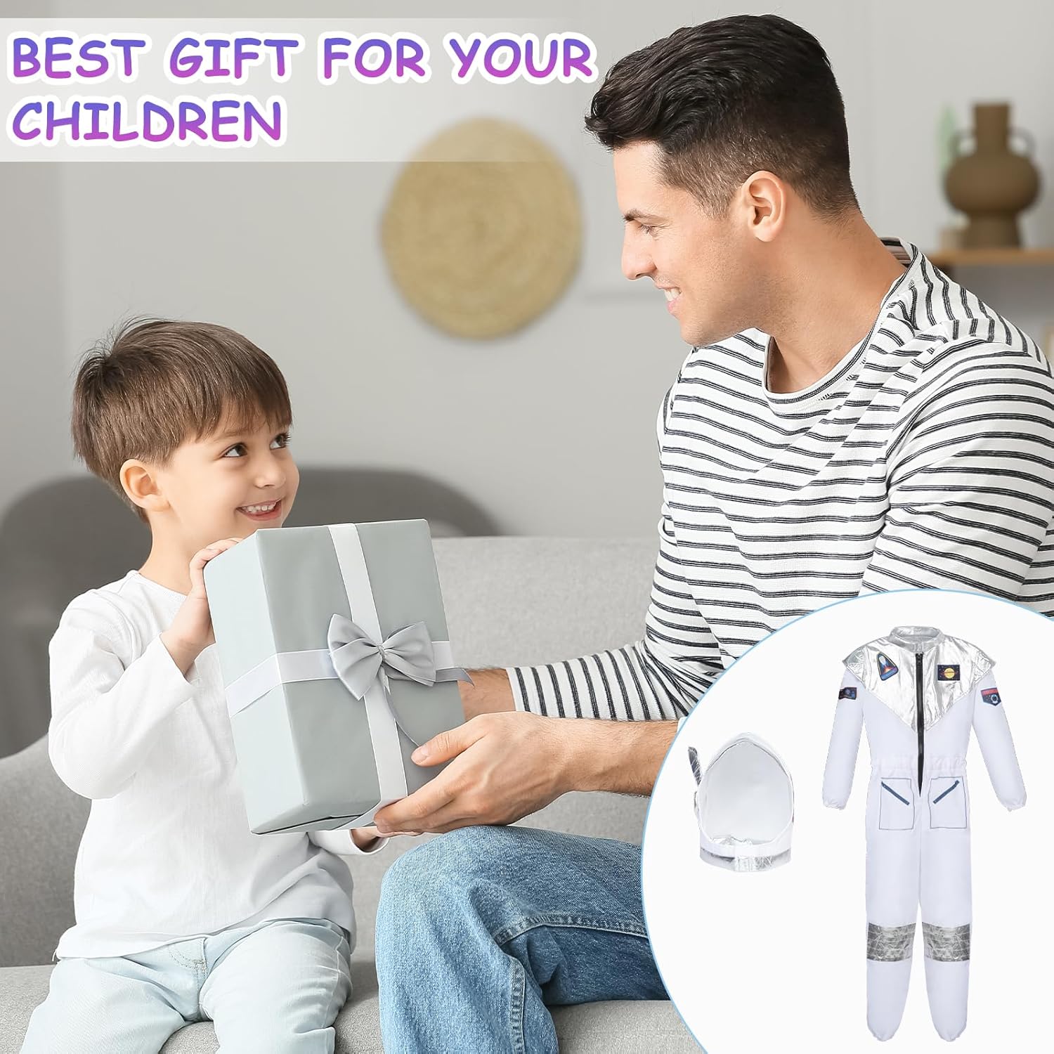 Thumbnail 6 de BSBUY Costume Astronauta per Bambini con casco e tuta spaziale per Halloween, Carnevale e Natale