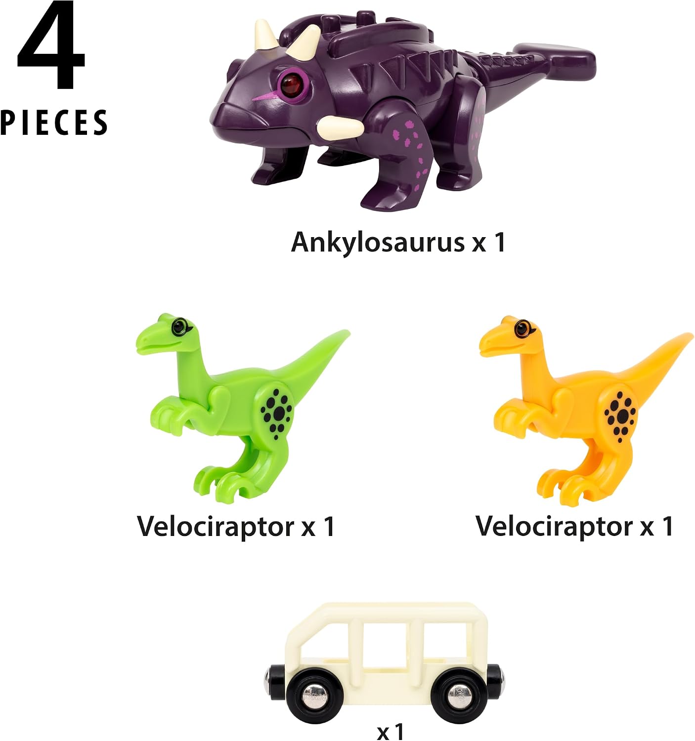 Detalle 2 de BRIO World 36082 Dinosaurier Ankylosaurus – Zug- & Dinosaurier-Spielset für BRIO World