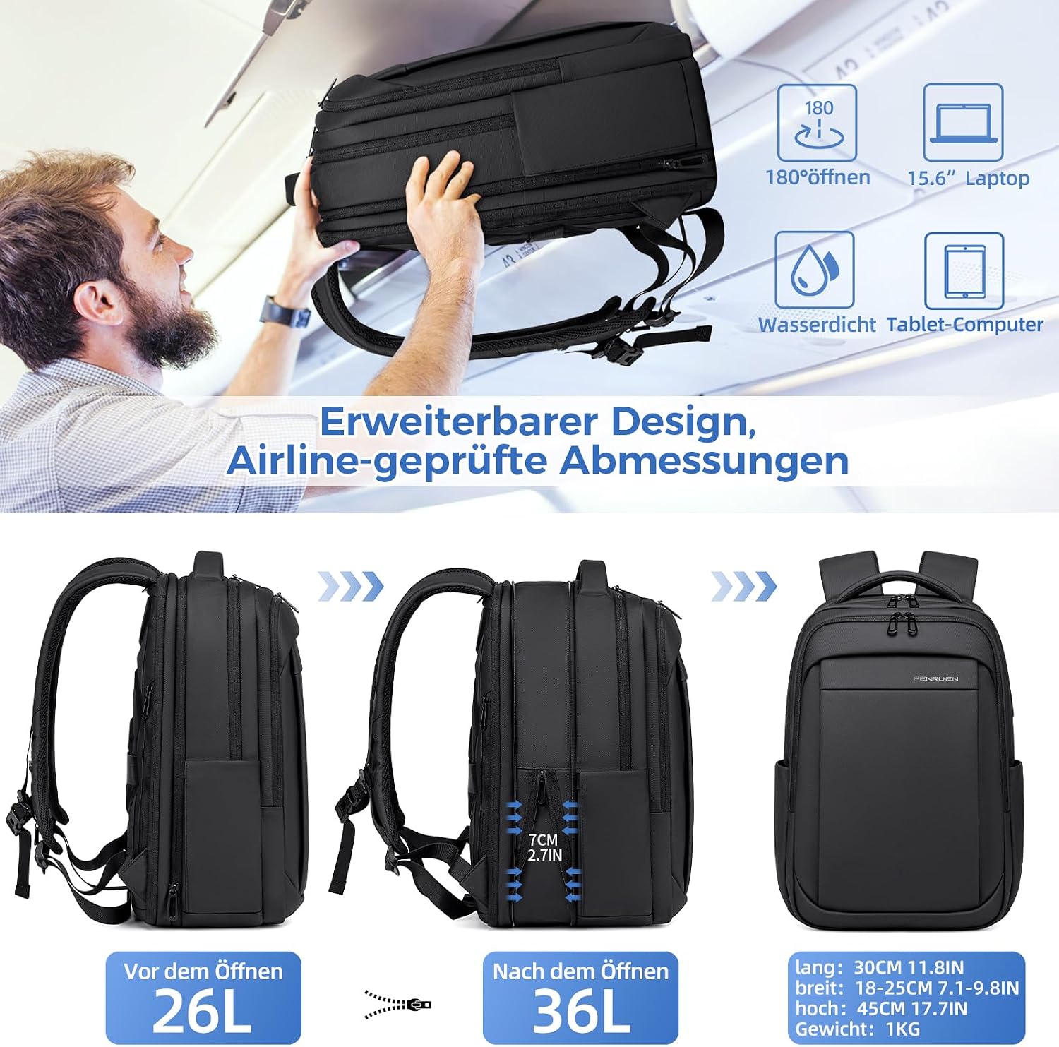 Detalle de Fenree.geer Rucksack 15,6" Laptoprucksack – erweiterbar
