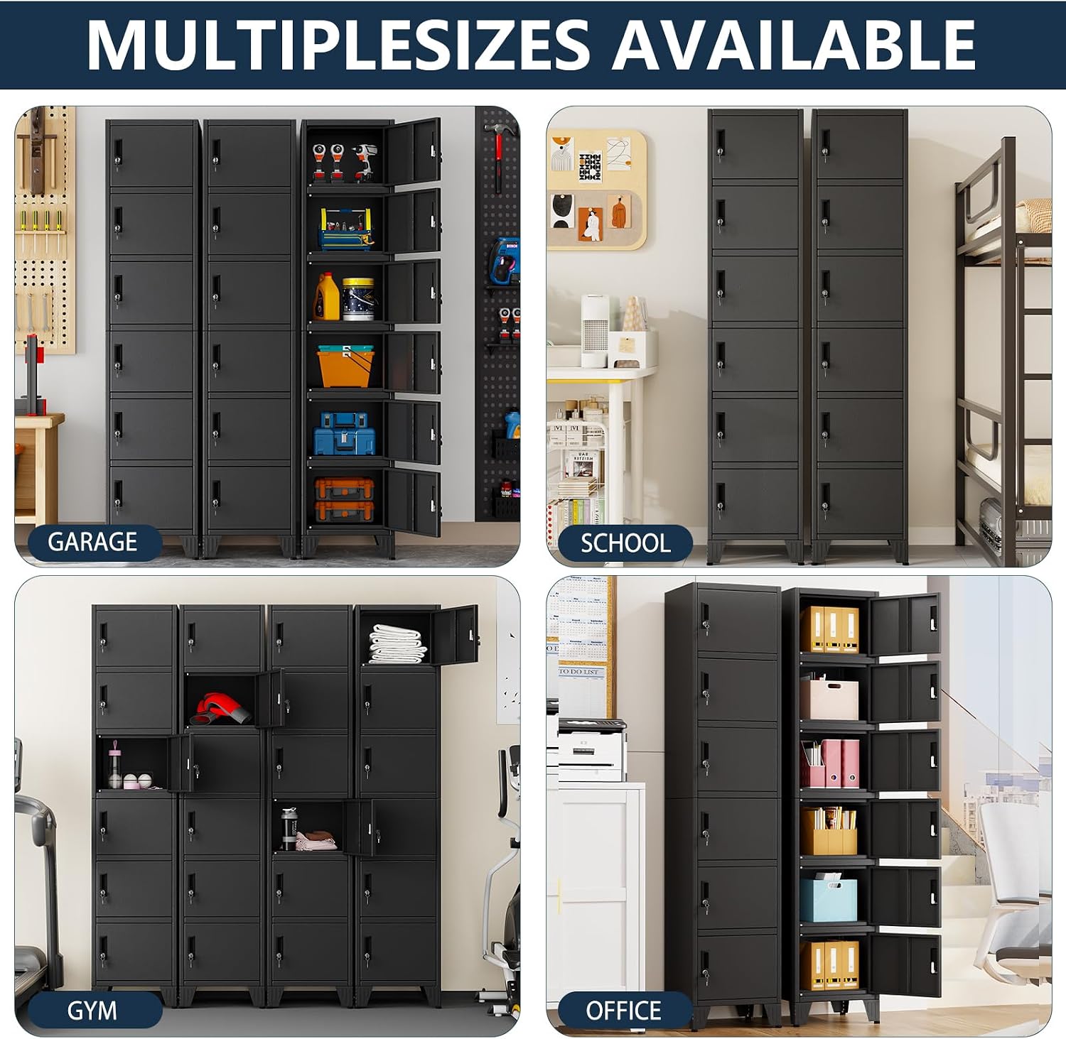 Detalle de GDNVBRDS 6Locker 71-Inch Metal Locker Cabinet, 6 Keyed Compartments