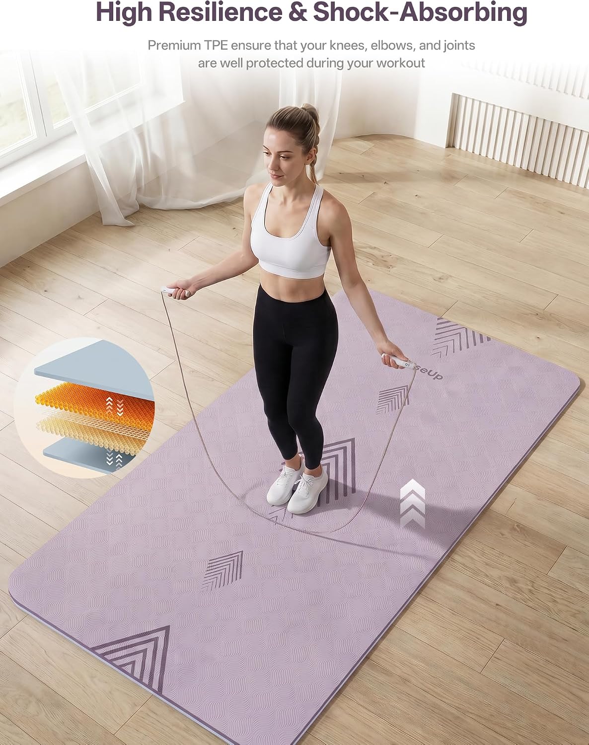 Detalle de EASEUP Large Yoga Mat, 73 × 35.5 in, 10 mm Thick TPE
