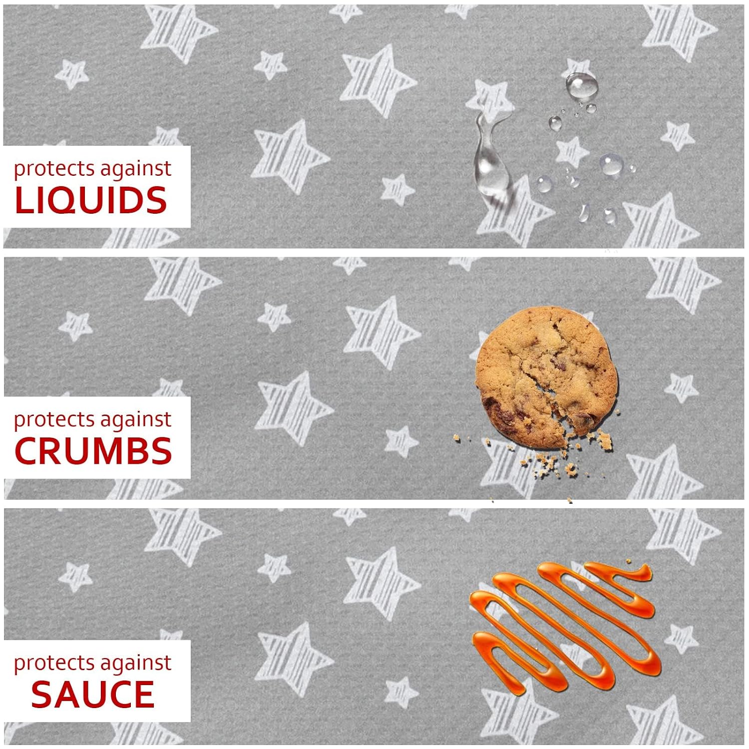 Thumbnail 3 de Moonsea Grey Star Splat Mat for High Chairs, 42 x 46 Inches