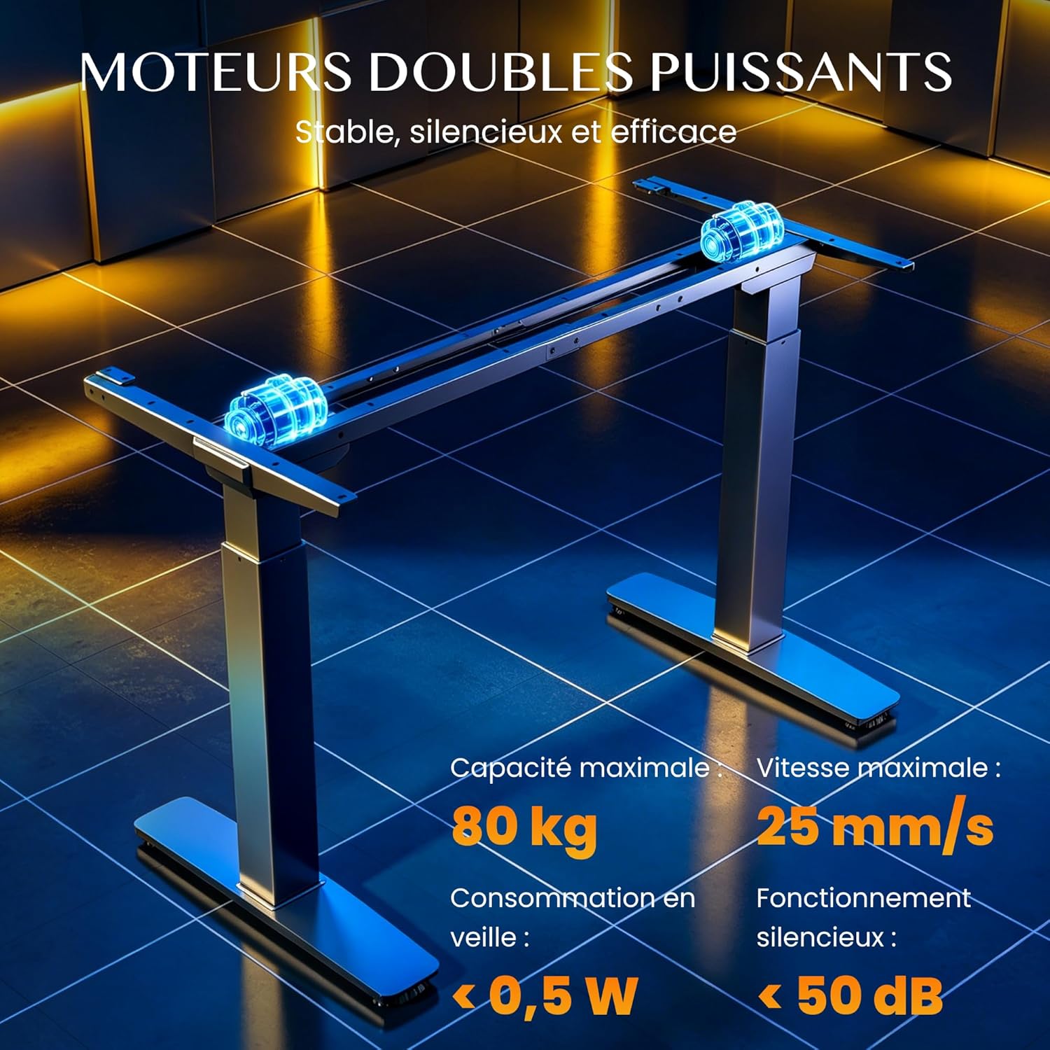 Thumbnail 3 de Flexispot Bureau Gaming Assis Debout Électrique 120×70 cm – Double Moteur, Plateau Multicouche et RGB