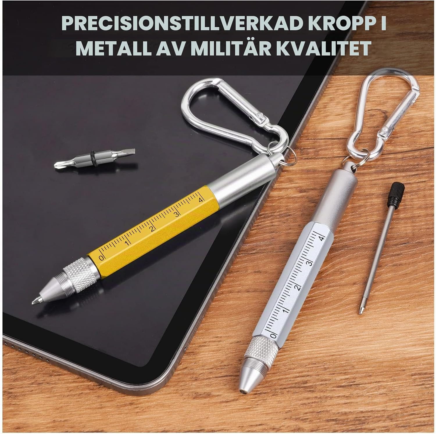 Detalle 2 de Vicloon 6-i-1 multifunktionspenna i aluminium med kulspets, linjal och stjärnskruvmejsel