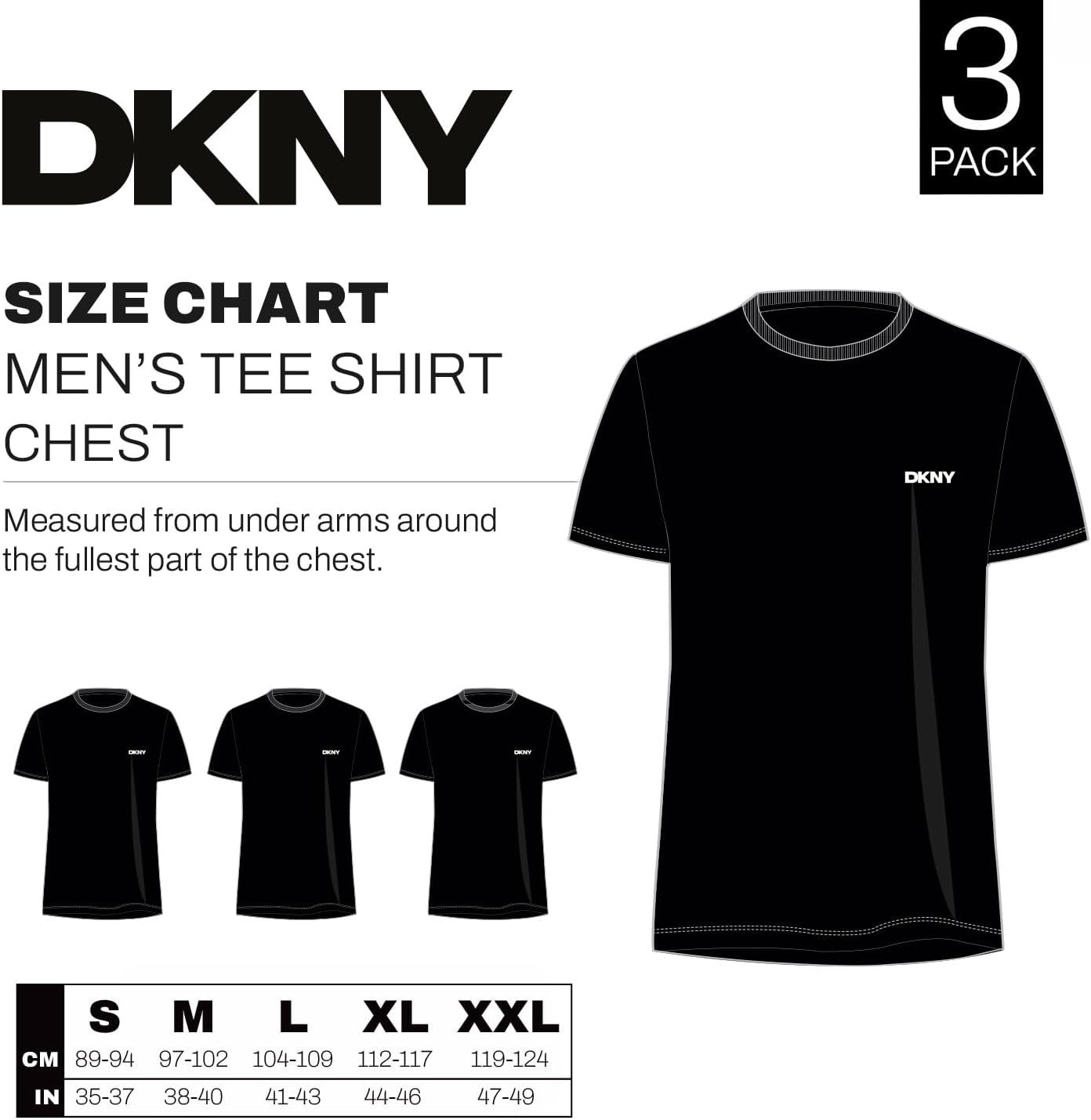 Thumbnail 6 de DKNY GIANTS T-shirt för herr, 3-pack i 100 % bomull med kort ärm