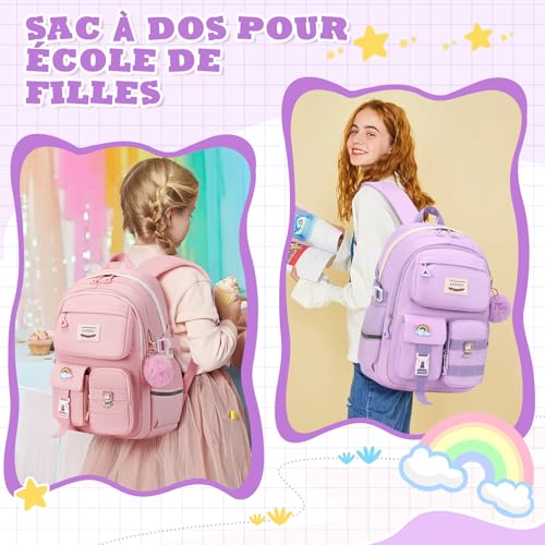 Thumbnail 6 de Sisipoet Cartable Fille Sac à Dos pour Ordinateur 15,6 pouces – Collège/Lycée
