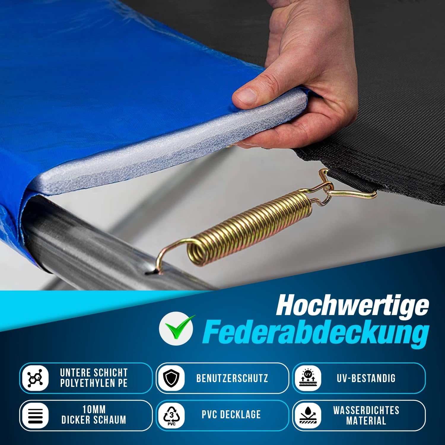 Detalle de Trampolin Outdoor Ø 244 cm – Sicherheitsnetz, gepolsterte Stangen, belastbar bis 100 kg