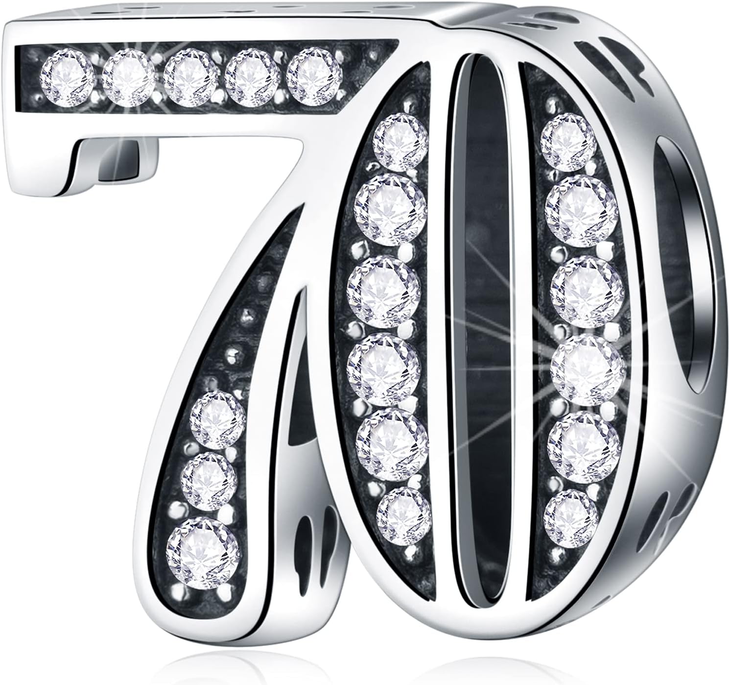 Detalle de Birthday Charms in 925 Sterling Silver with Clear CZ Stones for European Bracelets