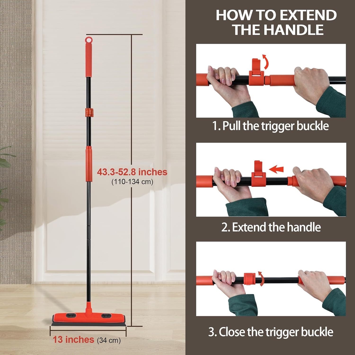 Thumbnail 5 de JEHONN Rubber Broom with Squeegee 134 cm