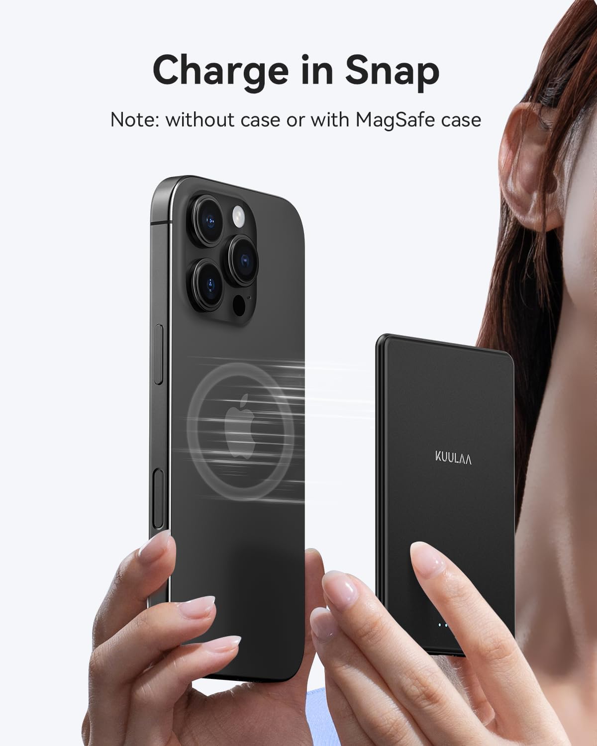 Detalle de Kuulaa Power Bank Ultra Slim MagSafe 5000 mAh: ricarica magnetica leggera e veloce per iPhone
