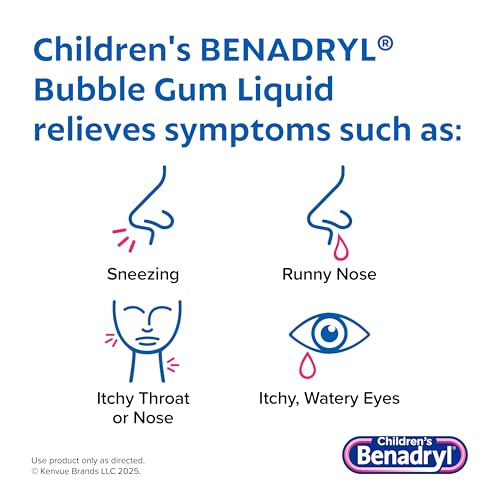 Detalle de Children's Benadryl Liquid Medicine (4 fl oz) – Dye-Free Allergy Relief for Kids