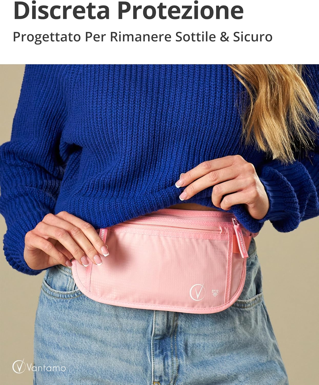 Thumbnail 1 de Vantamo Marsupio Ultrapiatto Uomo & Donna con protezione RFID e cintura regolabile