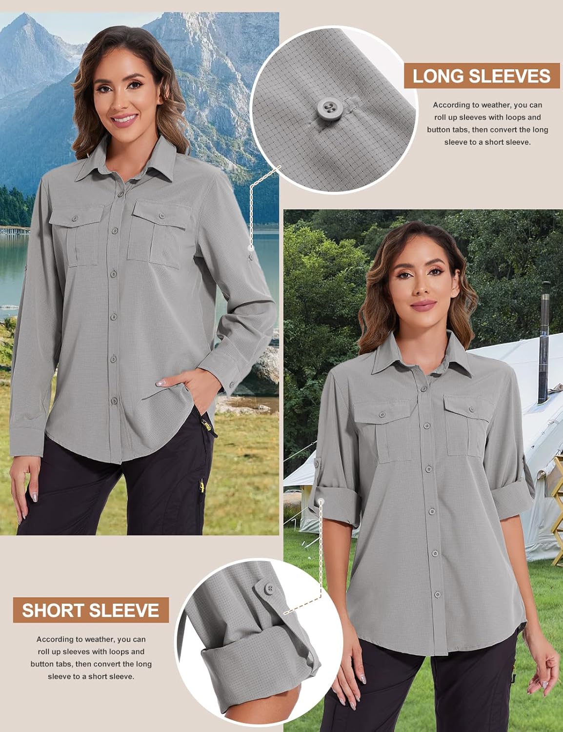 Thumbnail 2 de Tuopuda Camicia Donna Estiva UPF 50+ – Camicetta Protezione Solare con Maniche Lunghe, Traspirante per Escursioni e Mare