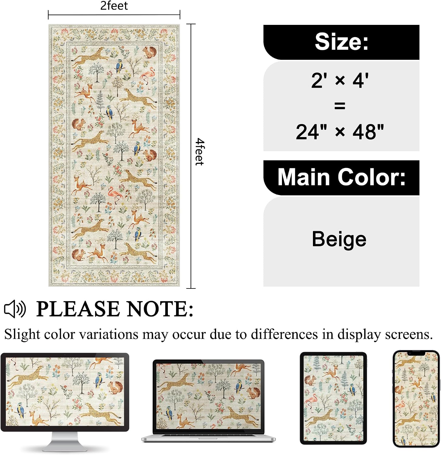 Thumbnail 1 de DUKINO 2x4 Washable Runner Rug