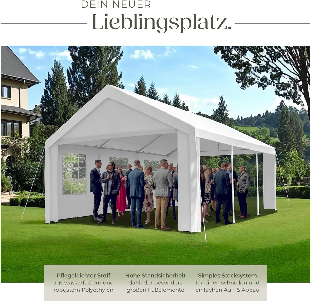 Thumbnail 2 de tectake Pavillon 4x6 m Partyzelt – wasserdicht, UV-beständig, mit 4 Seitenwänden