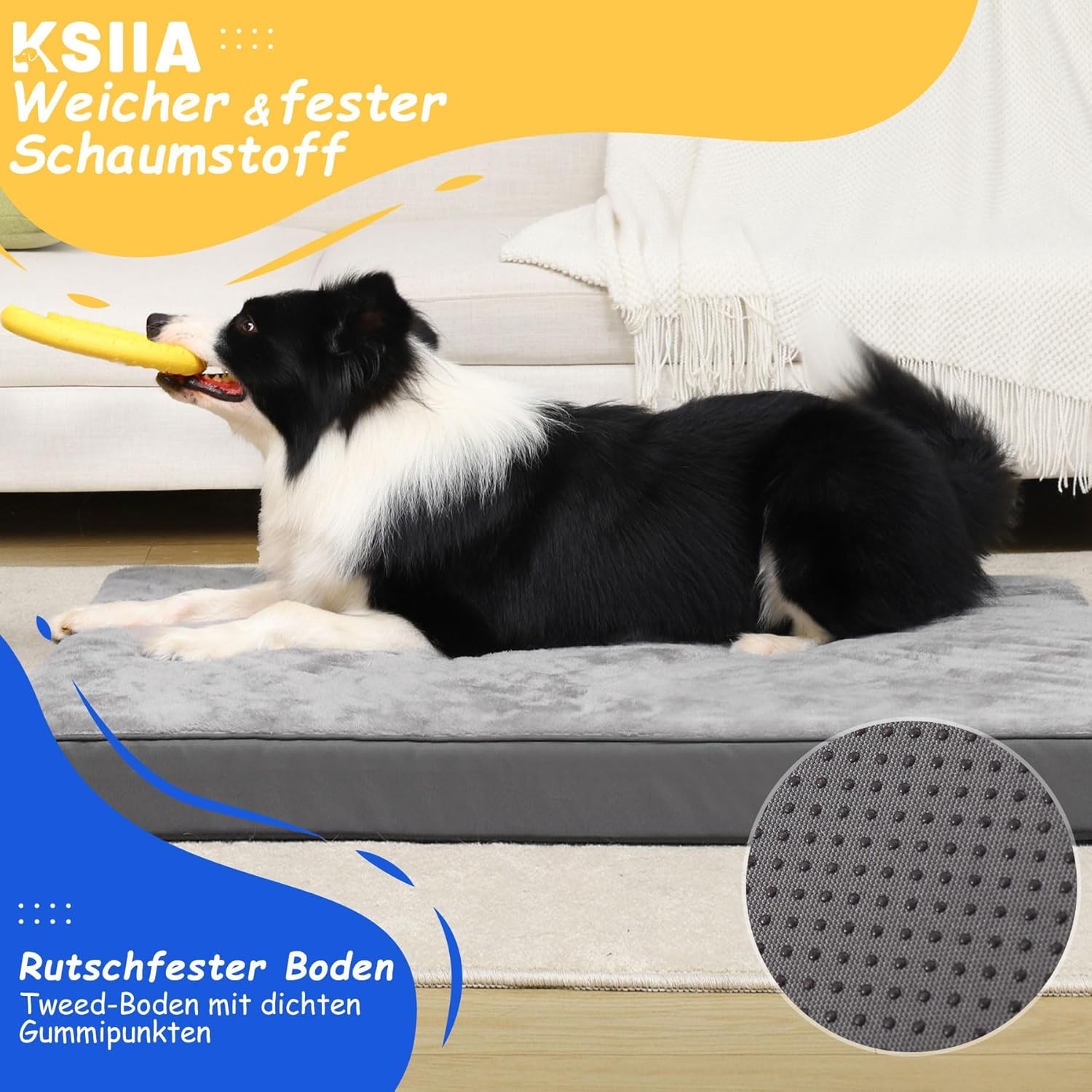 Thumbnail 3 de Orthopädisches Hundebett KSIIA für große Hunde (XXL), waschbar 120x75x9 cm in Dunkelgrau