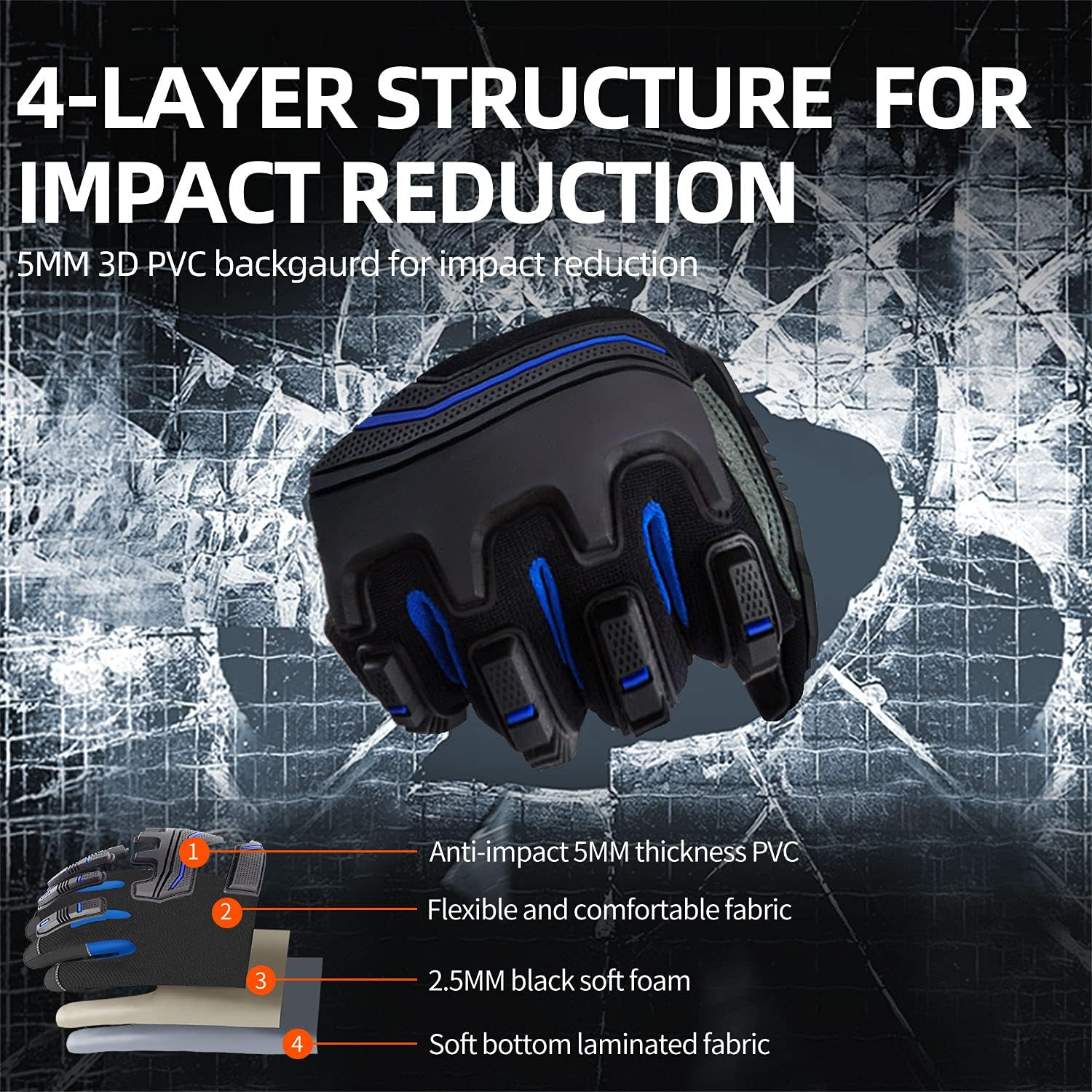Detalle de Vgo... Work Gloves Men: Touchscreen, Anti-Impact Heavy-Duty Safety Gloves