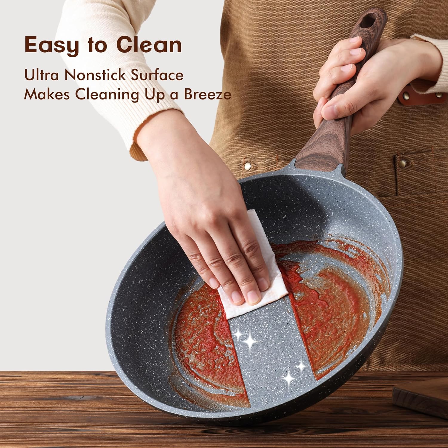 Thumbnail 2 de SENSARTE Nonstick Frying Pan Skillets (Swiss Granite Coating) 2-Pan Set, 8 & 10 Inch