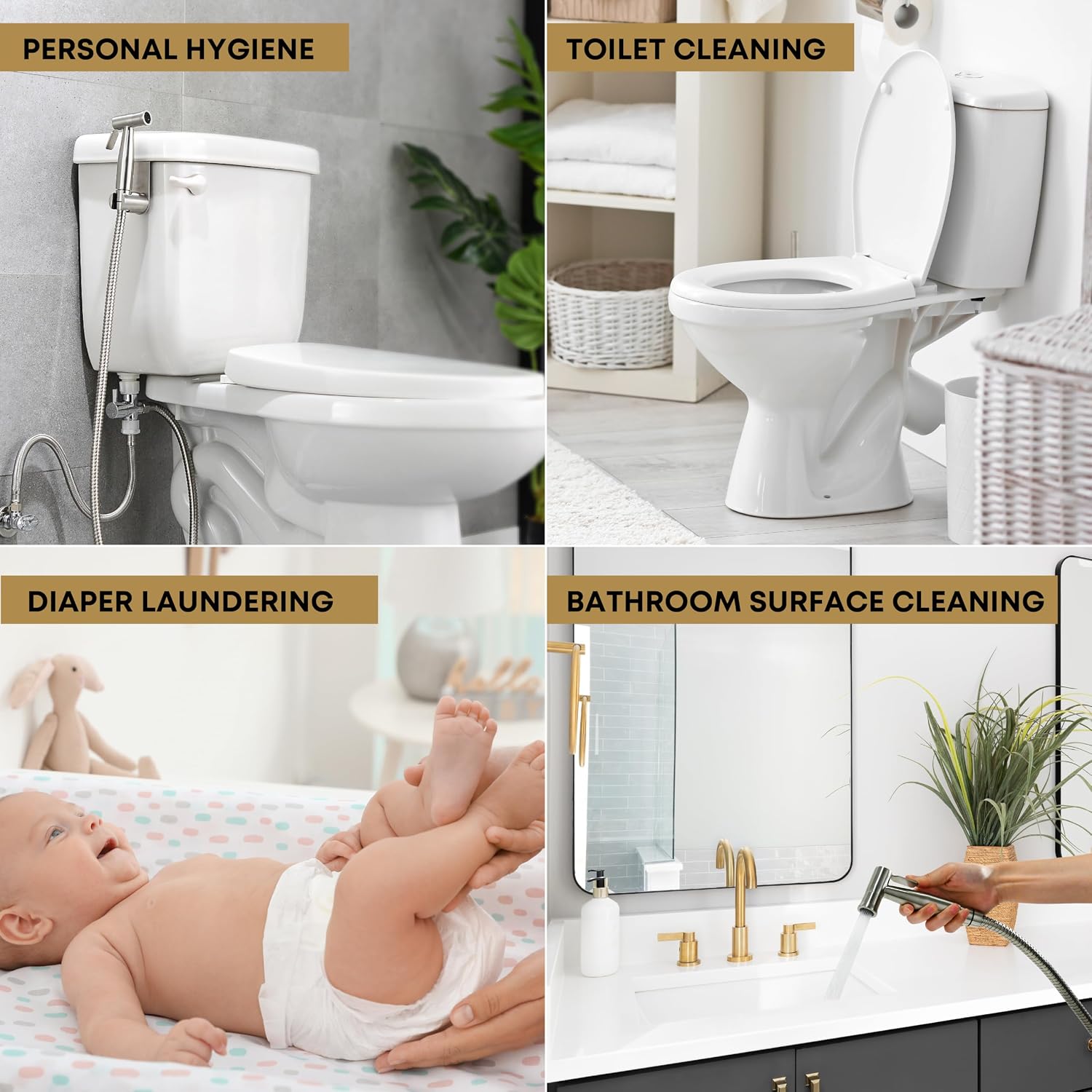 Detalle de Purrfectzone PZBS-00001 Handheld Bidet Sprayer Kit, Stainless Steel, Adjustable Flow