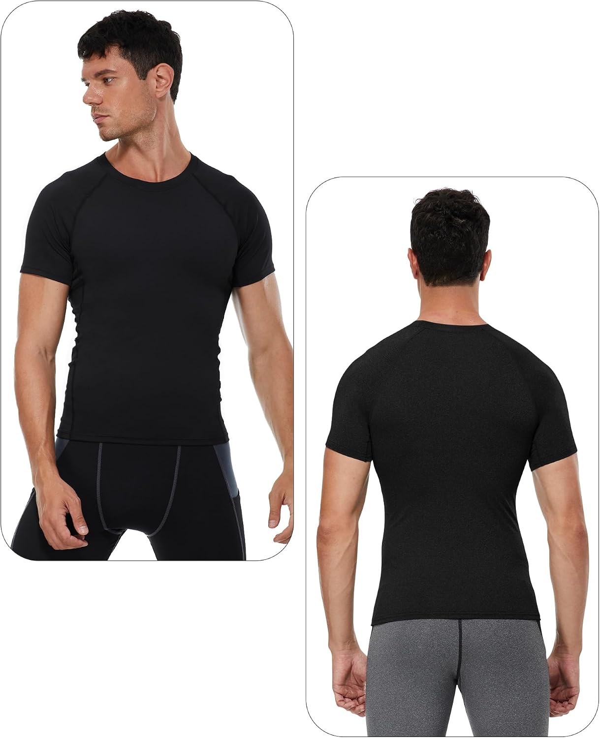 Detalle 2 de POIHIDE Men's Compression Shirt Short Sleeve Base Layer – Lightweight, Breathable Fitness Top