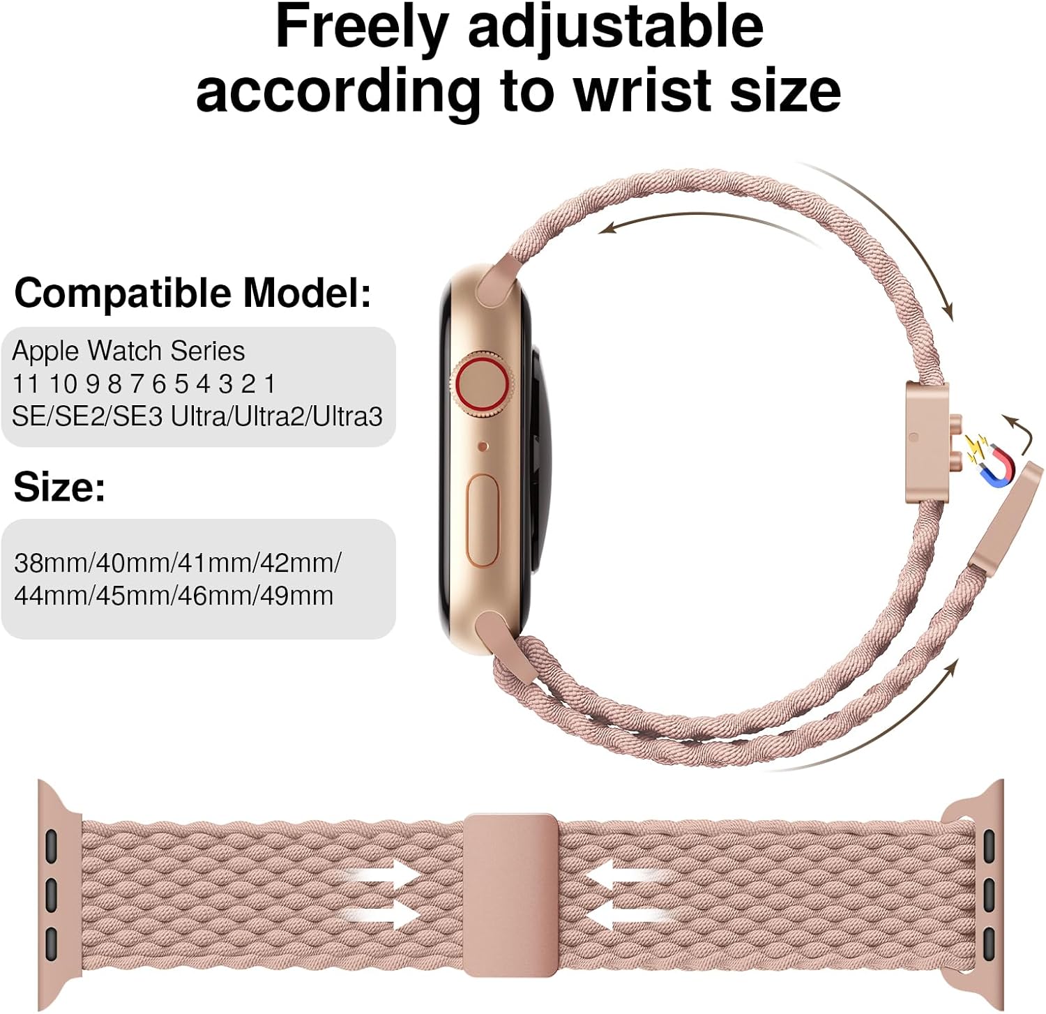 Thumbnail 1 de Braided Strap for Apple Watch Pink