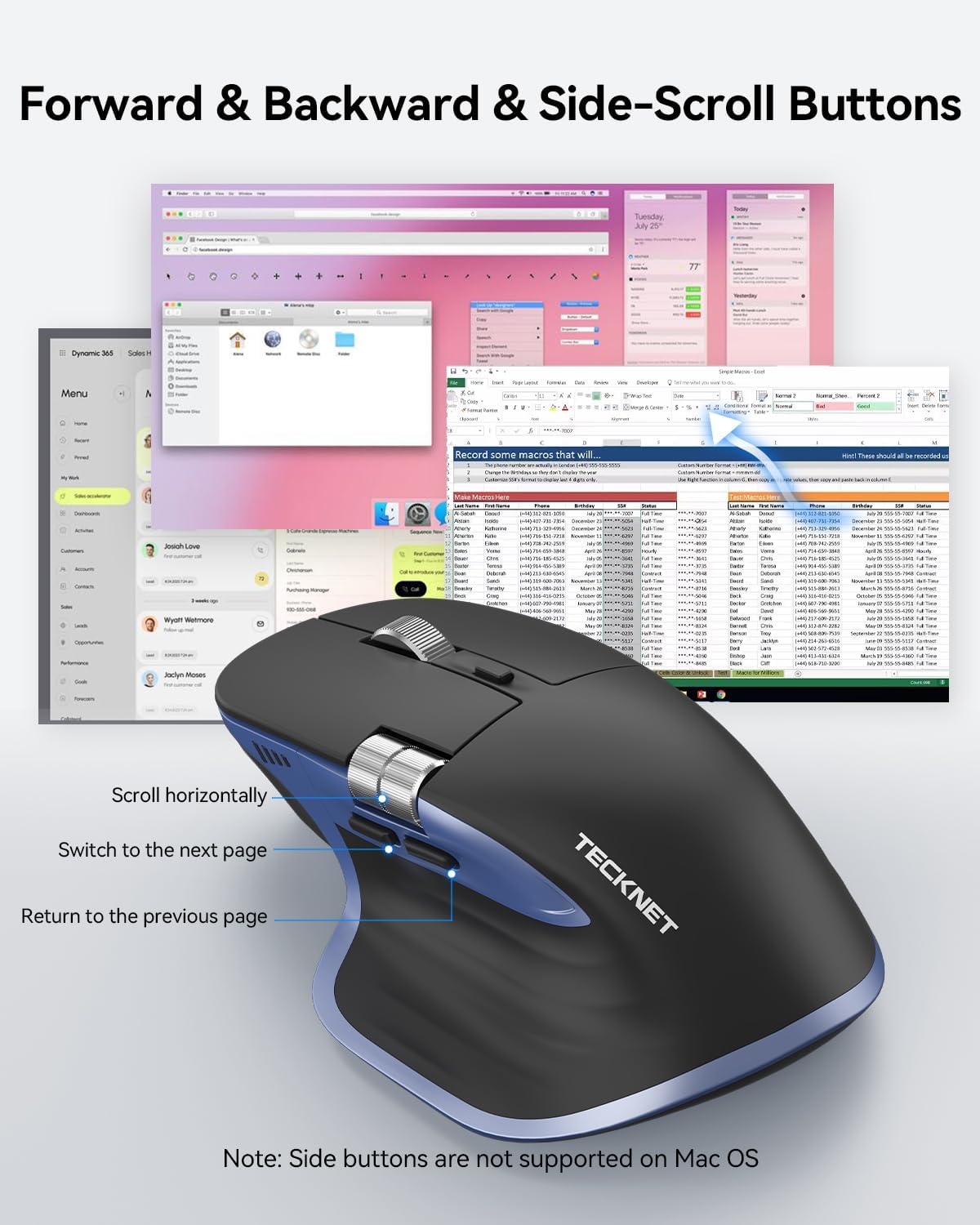 Thumbnail 4 de TECKNET Wireless Mouse: Ergonomic, Dual-Mode Bluetooth / 2.4GHz with Thumb Scroll and 4800 DPI