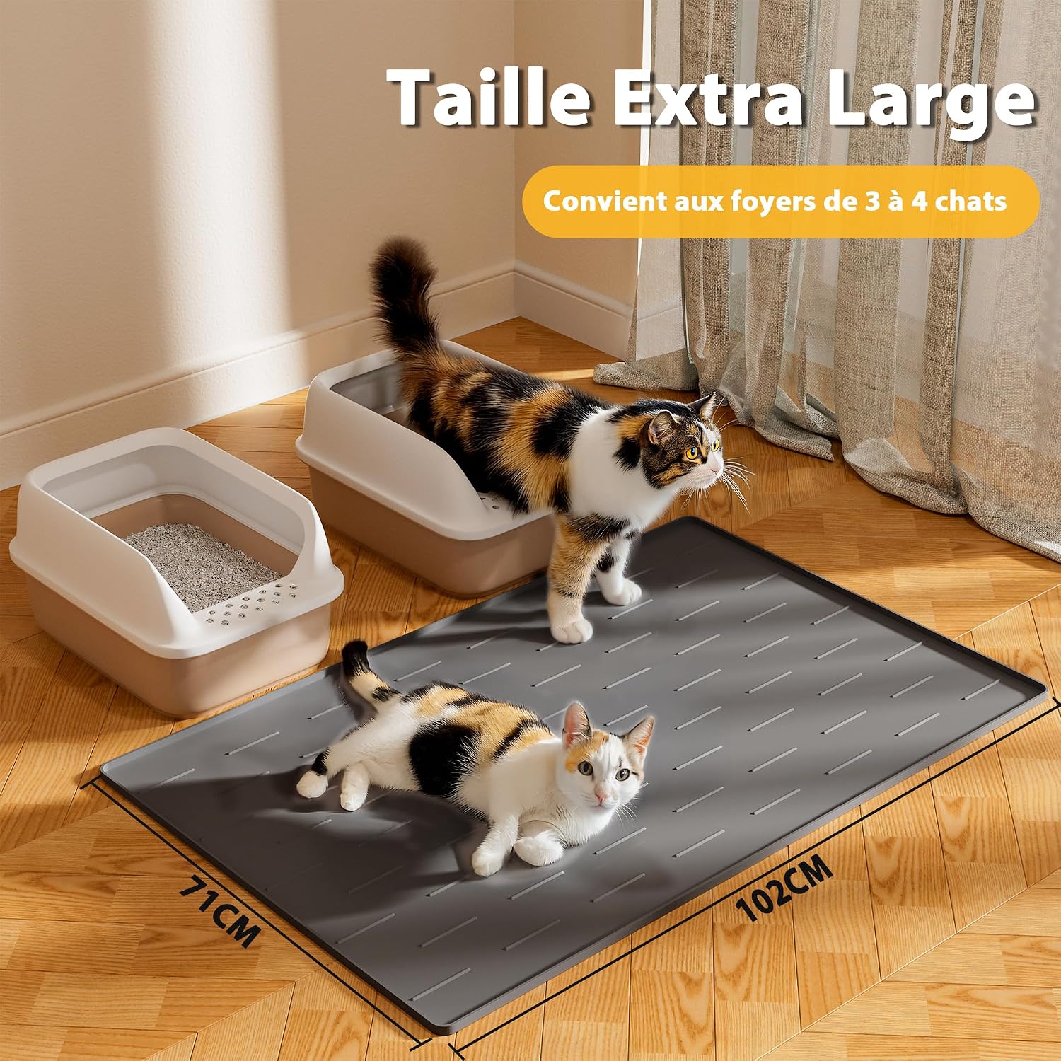 Thumbnail 3 de Tapis Litière XXL Pieviev pour Chat – 86x56 cm, Silicone, Anti-Urine, Lavable