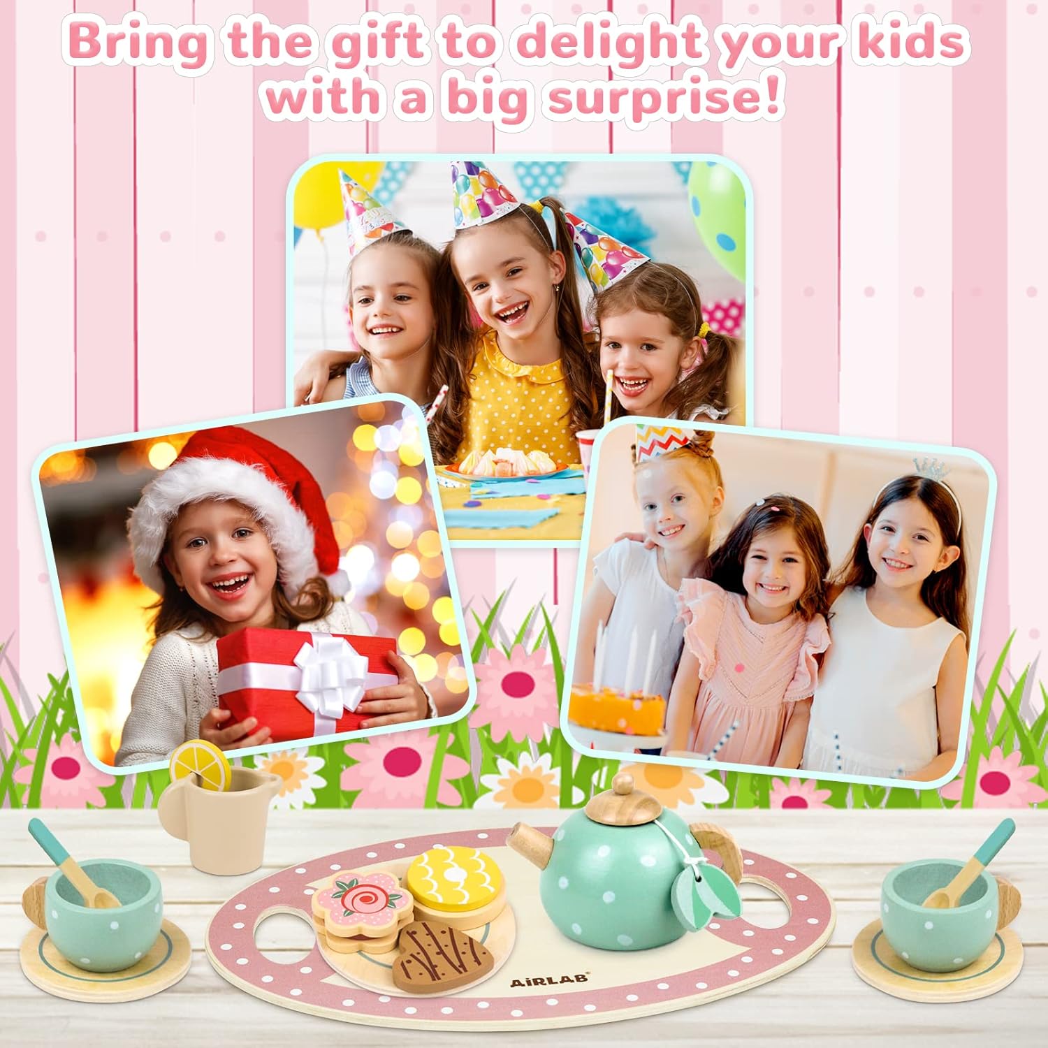 Thumbnail 6 de Airlab Wooden Tea Set – Afternoon Tea Party Set for Toddlers (pretend play kitchen accessories)