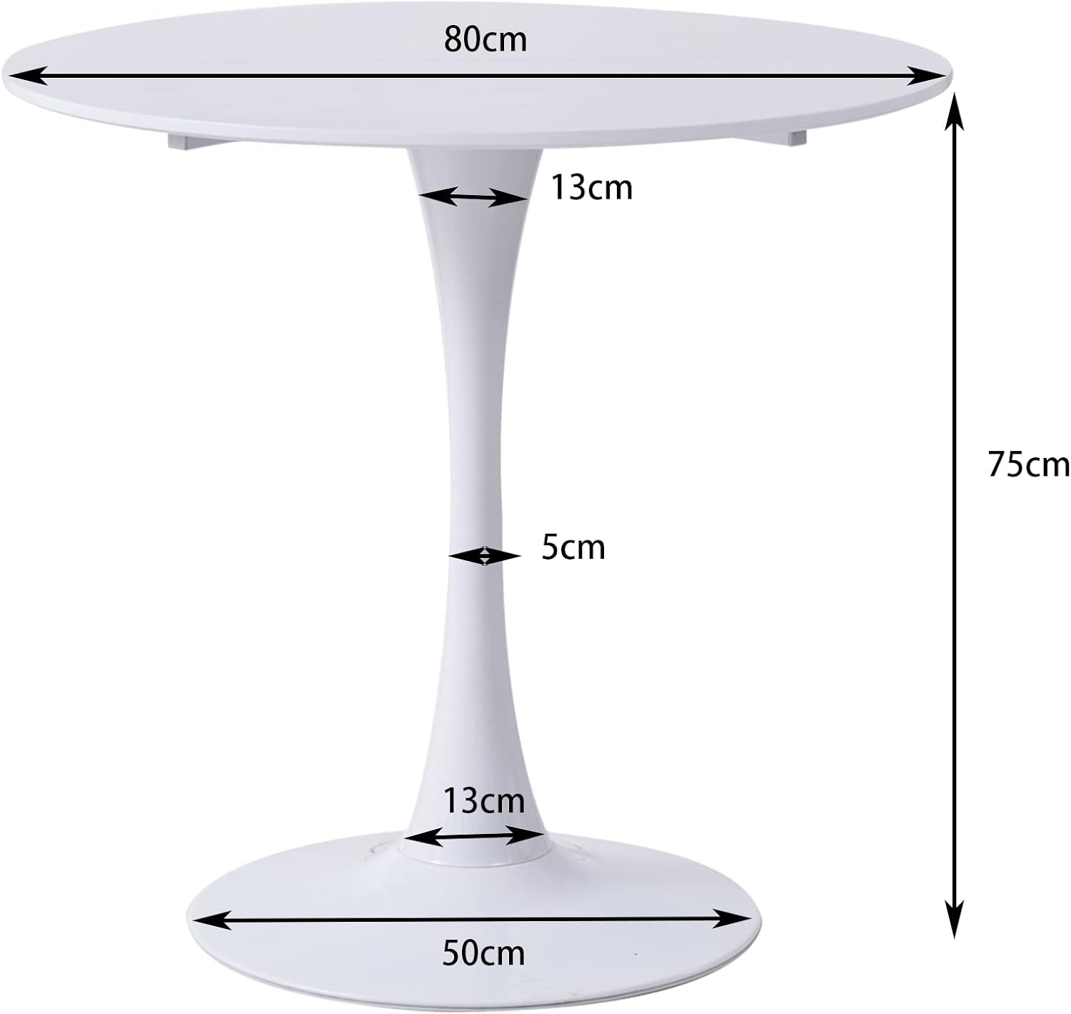 Thumbnail 2 de BenyLed ronde eettafel 80 cm met wit MDF-blad en tulpenvoet