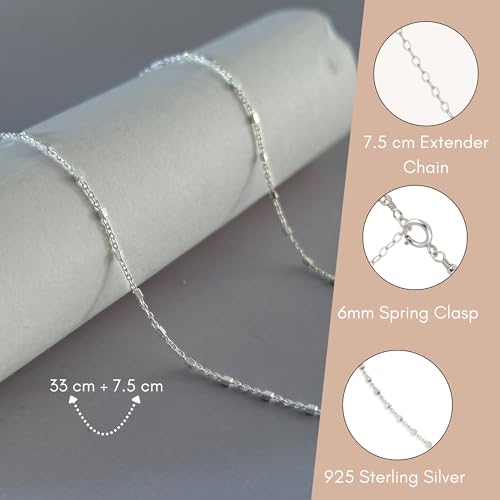 Detalle de Annika Bella 925 Sterling Silver Chain Choker Necklace (33–40.5 cm)
