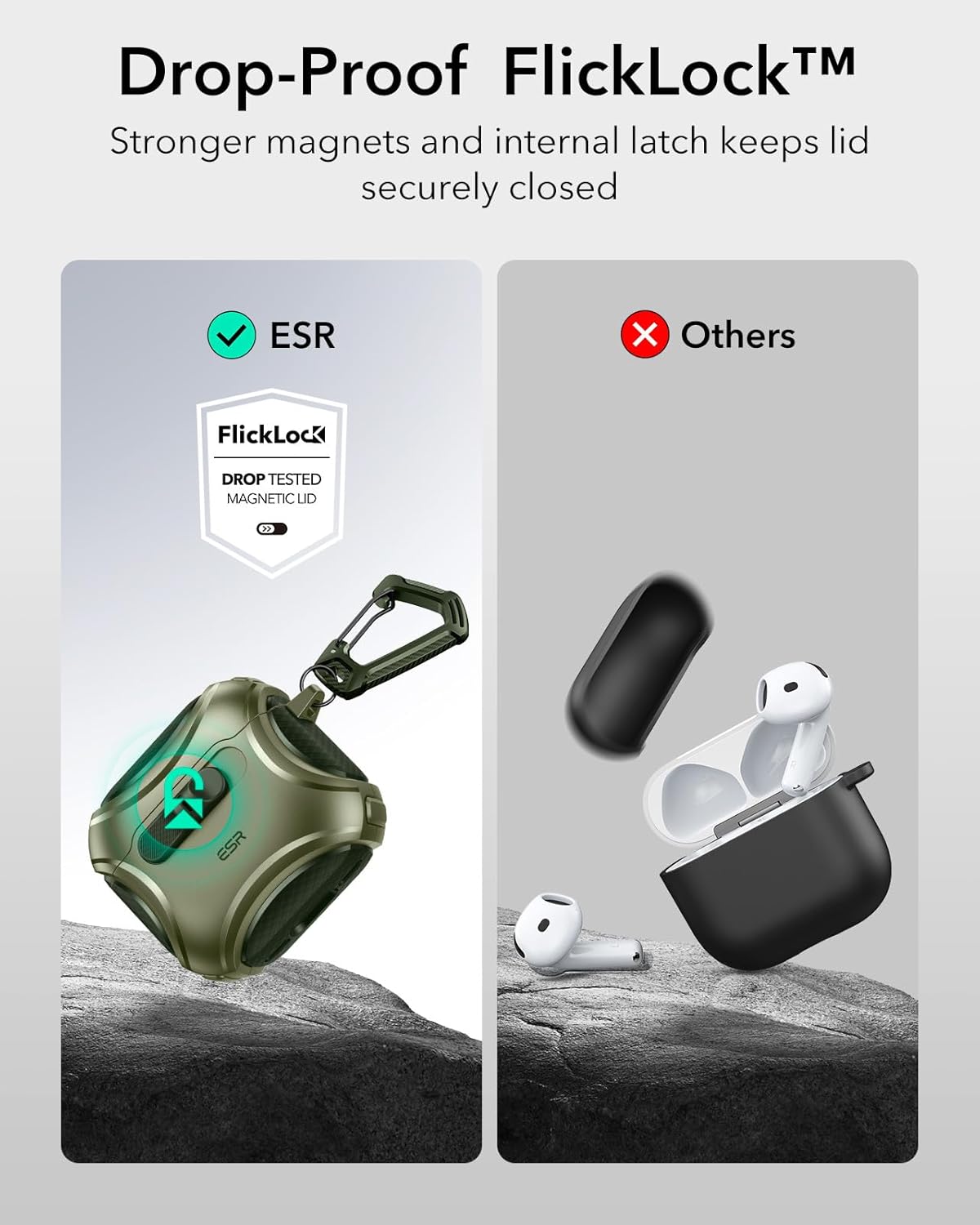 Thumbnail 3 de ESR Schutzhülle für AirPods 4 (2024) – Cyber Serie, Armeegrün, MagSafe-kompatibel