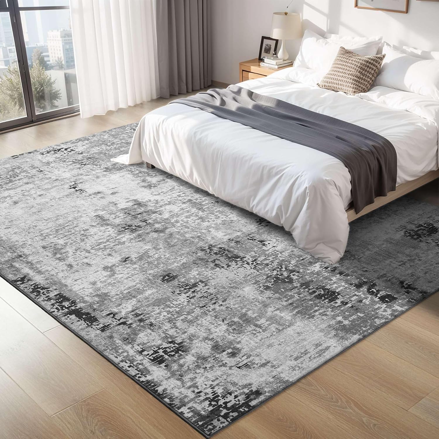 Detalle 2 de Living Room Rug 6x9 Gray Area Rug — Machine Washable