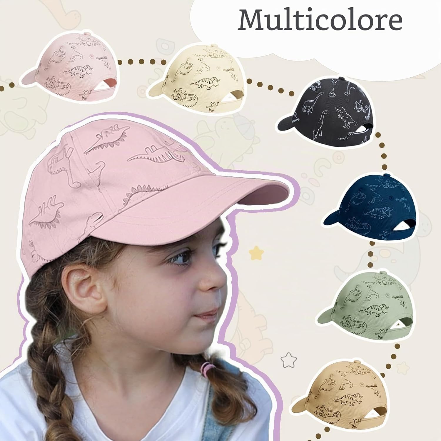 Thumbnail 3 de TOMEEK Cappellino Neonato Estivo Baseball con Visiera – Dinosauro, Cotone, Regolabile