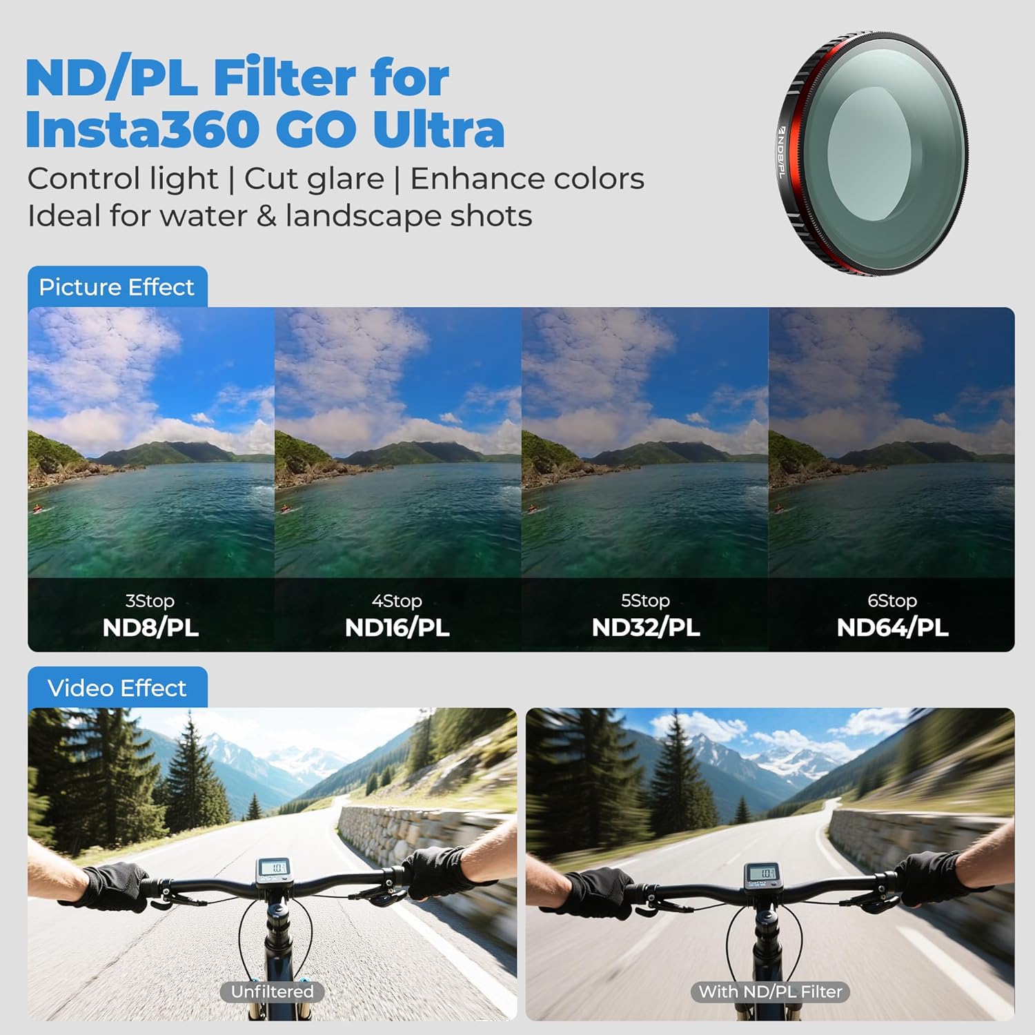 Thumbnail 2 de Freewell Bright Day Filter Kit for Insta360 GO Ultra: ND8/PL, ND16/PL, ND32/PL & ND64/PL