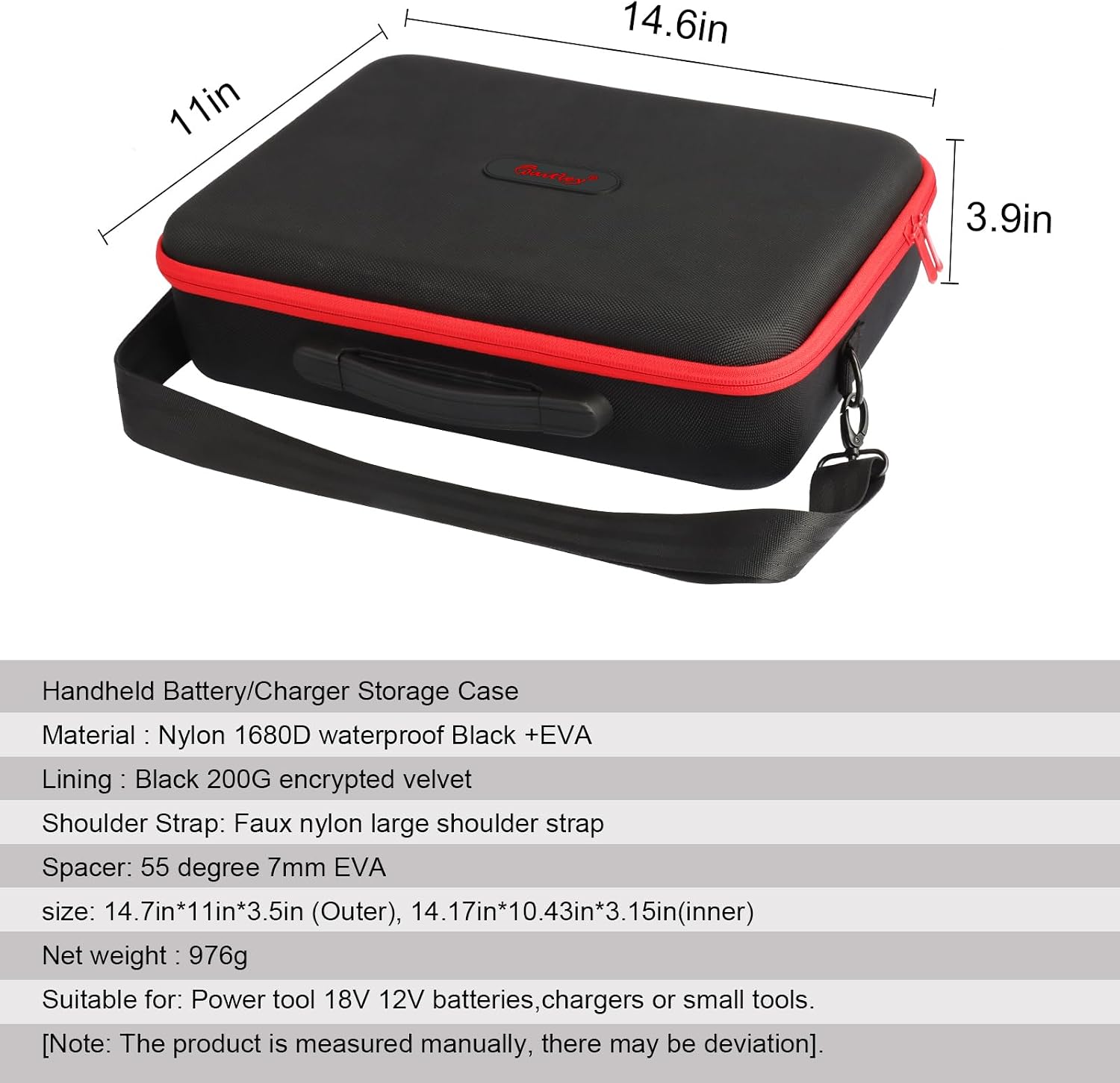 Detalle 2 de Powarobor Battery Storage Case, Red Size L, with 10 Adjustable Dividers