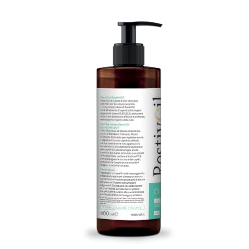 Detalle de RestivOil Extra Delicato Shampoo Olio Idratante per Capelli da Normali a Delicati, 400 ml