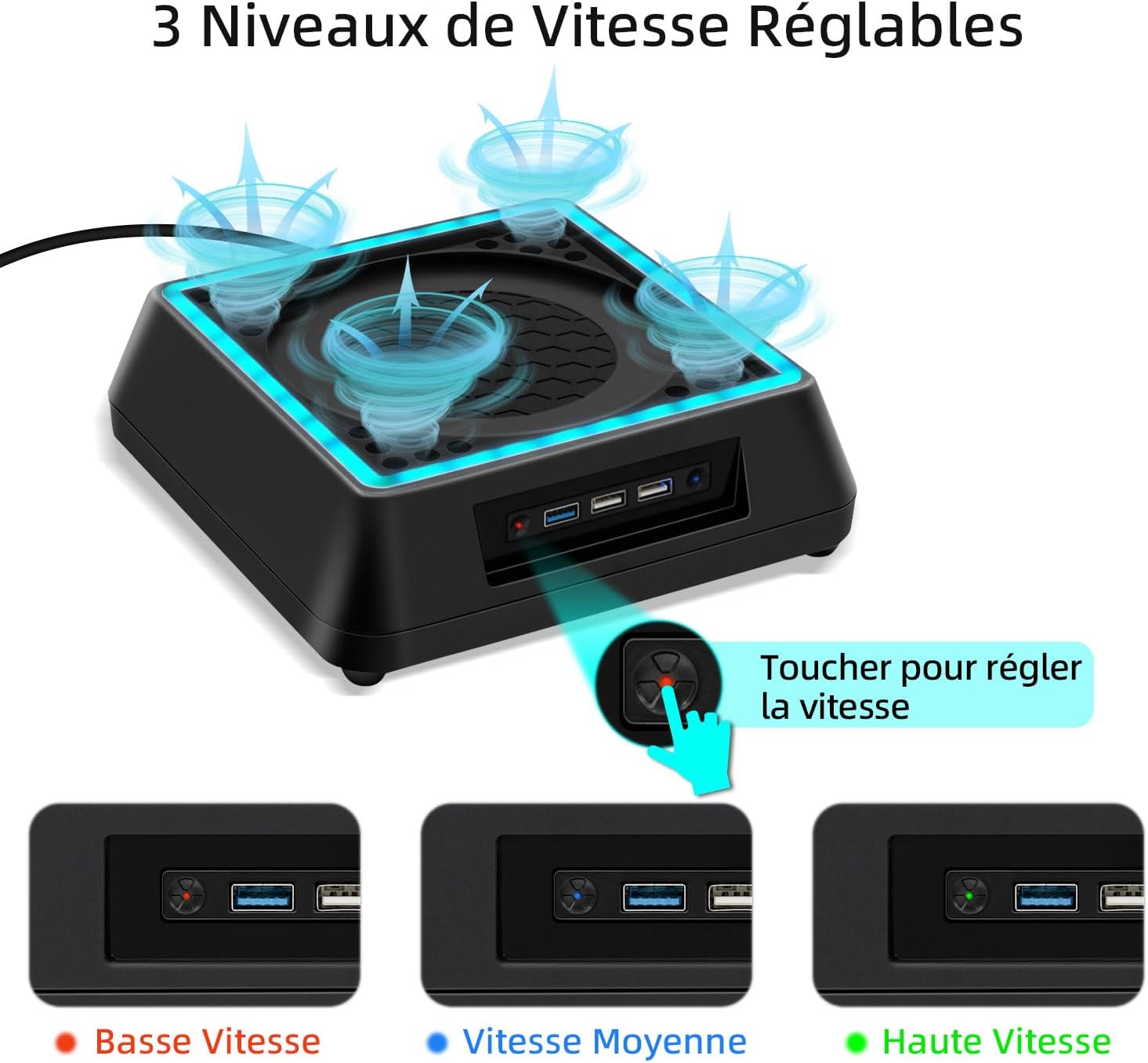 Thumbnail 4 de Mcbazel support de refroidissement pour Xbox Series X avec lumière RVB et ports USB