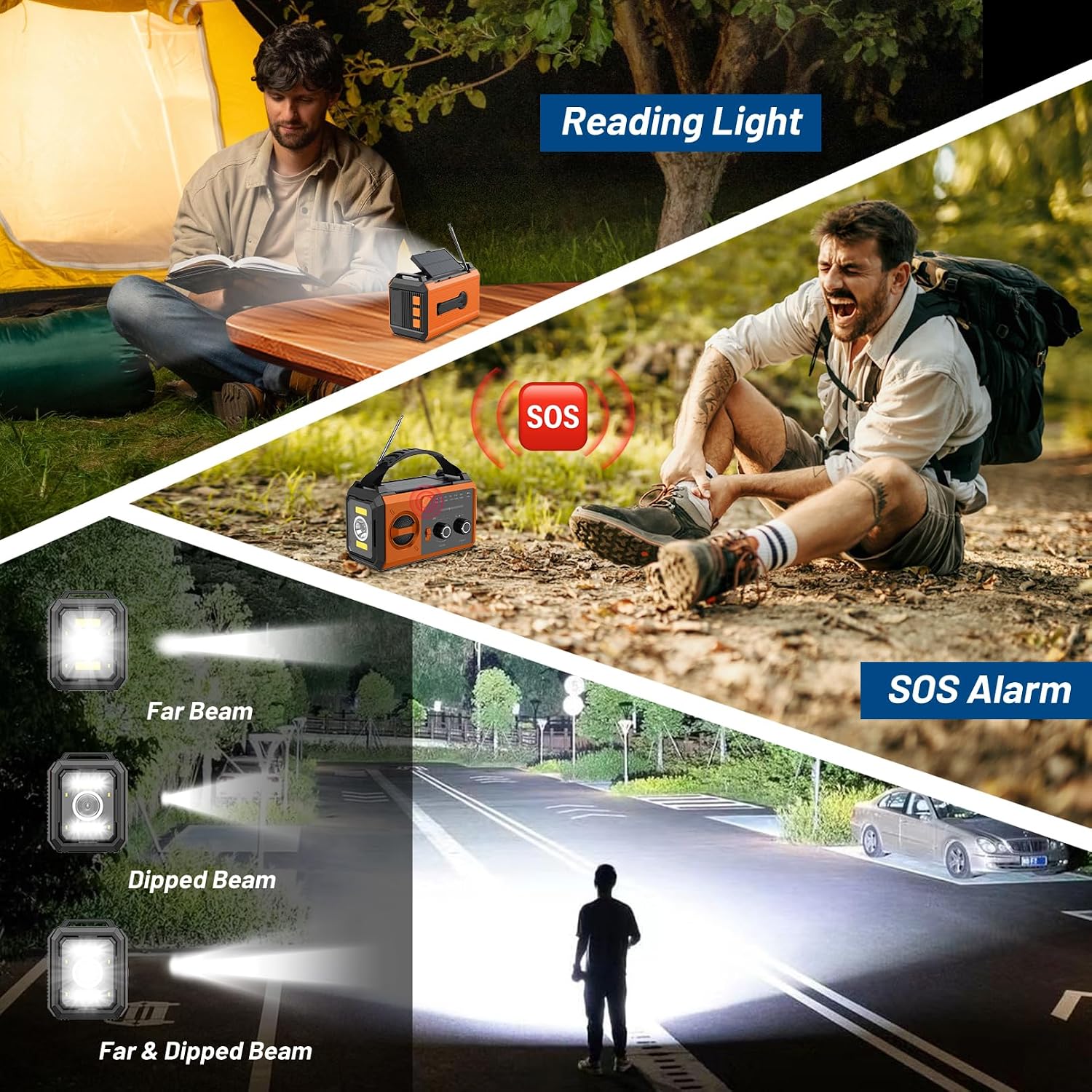 Detalle de Radio Bluetooth a Manovella 27000mAh 8 in 1 di Emergenza - BIAOQINBO