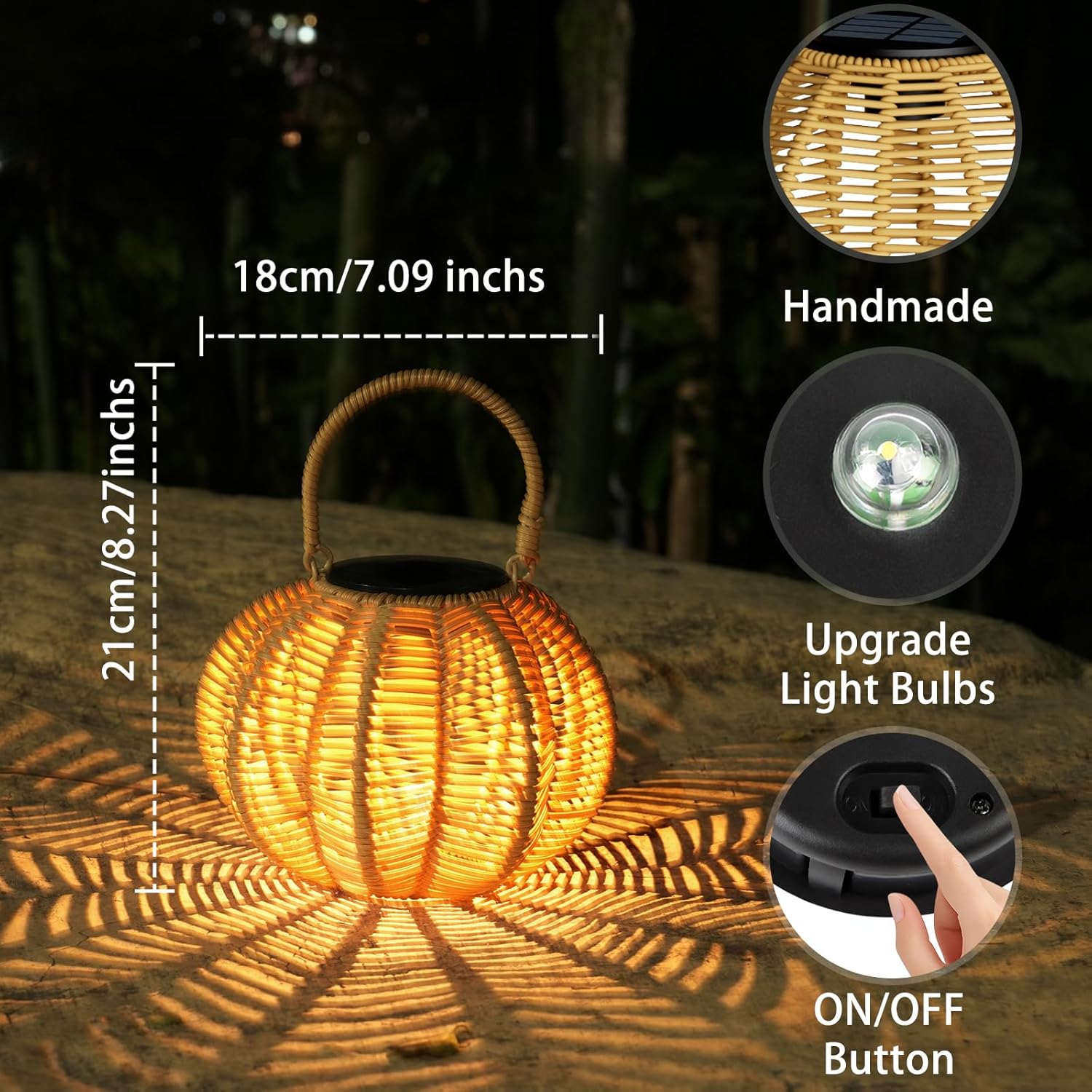 Detalle de KagoLing Solar Lights Outdoor Garden – Pumpkin Style, 2-Pack