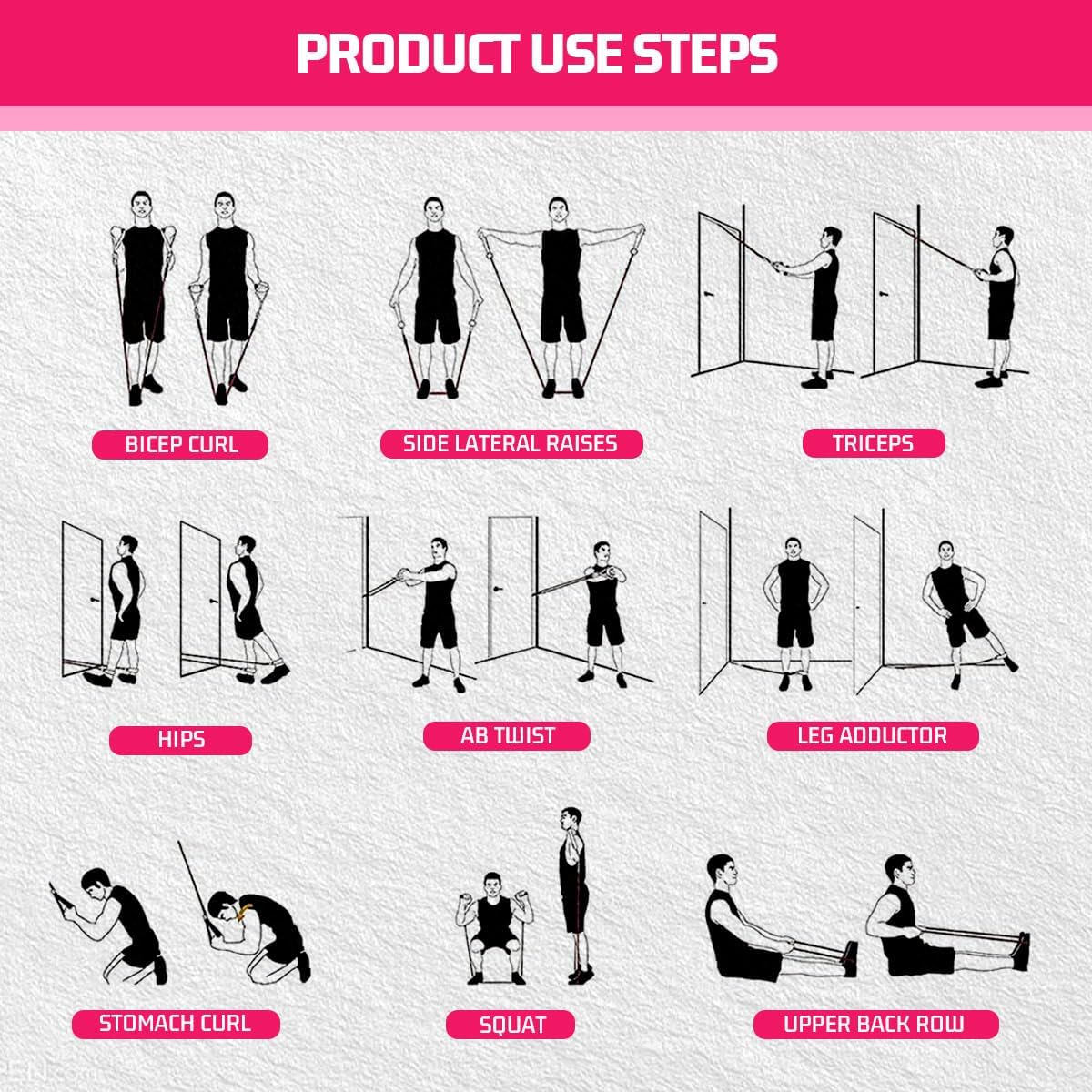 Thumbnail 4 de VEICK Resistance Bands with Handles – 5-band set for Home Fitness
